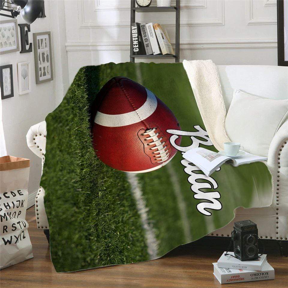 Football Personalized Sherpa Fleece Blanket