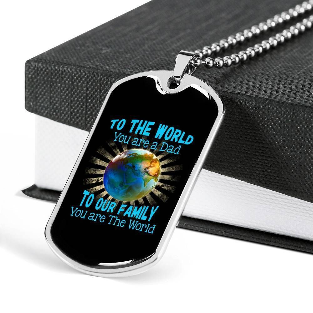For Mom To Our Family You Are The World Dog Tag Necklace