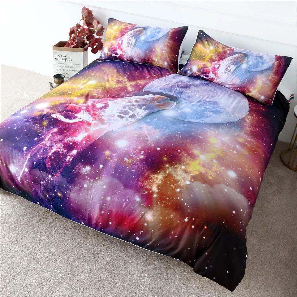 Forever Giraffe Galaxy 3D Customized Duvet Cover Bedding Set