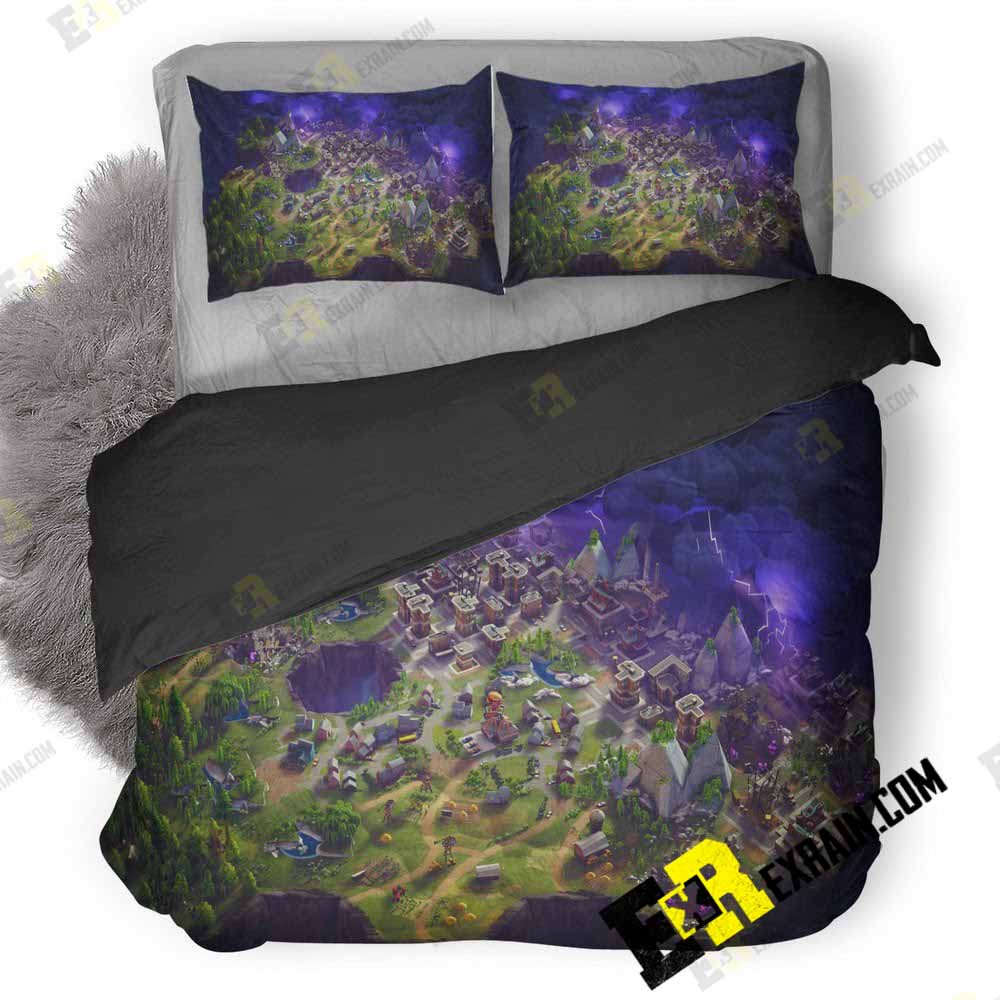 Fornite City Map Top View T3 3D Customized Duvet Cover Bedding Set