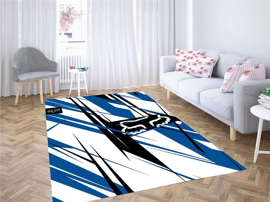 Fox Racing Blue Wallpaper Living Room Modern Carpet Rectangle Rug