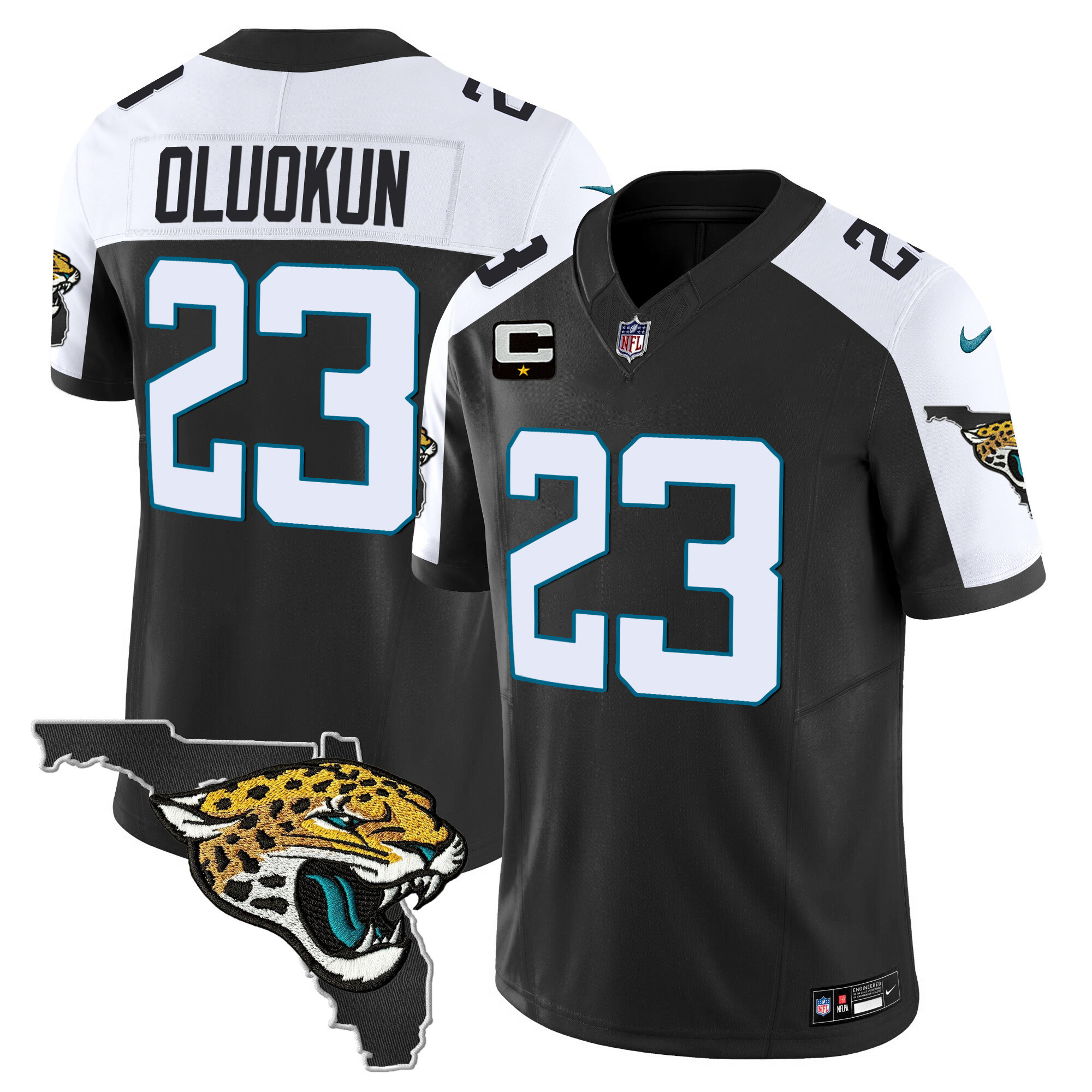 Foyesade Oluokun Men's Jacksonville Jaguars Florida Patch Vapor Black Alternate Jersey - All Stitched