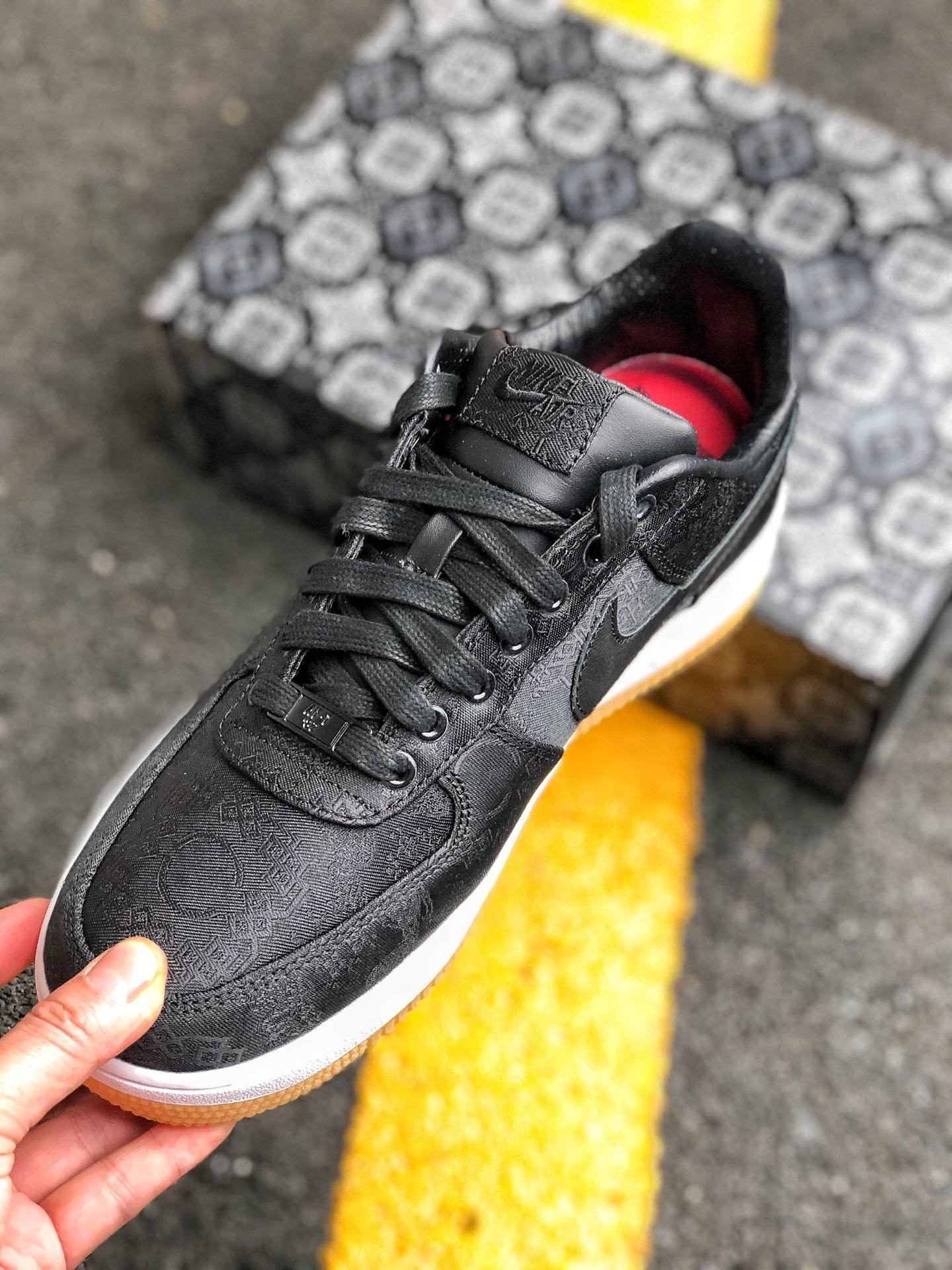 Fragment x CLOT x Nike Air Force 1 Low Black/University Red/White For Sale