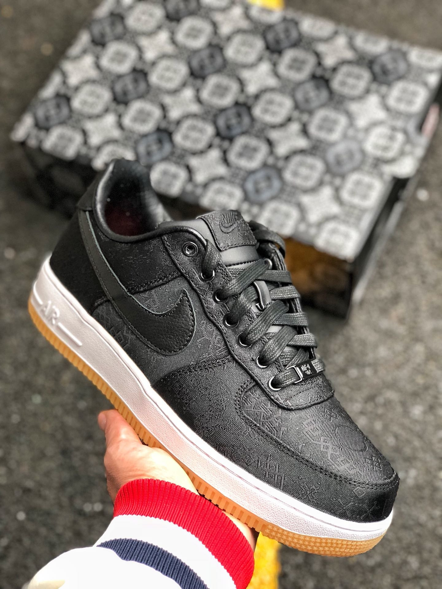 Fragment x CLOT x Nike Air Force 1 Low Black/University Red/White For Sale