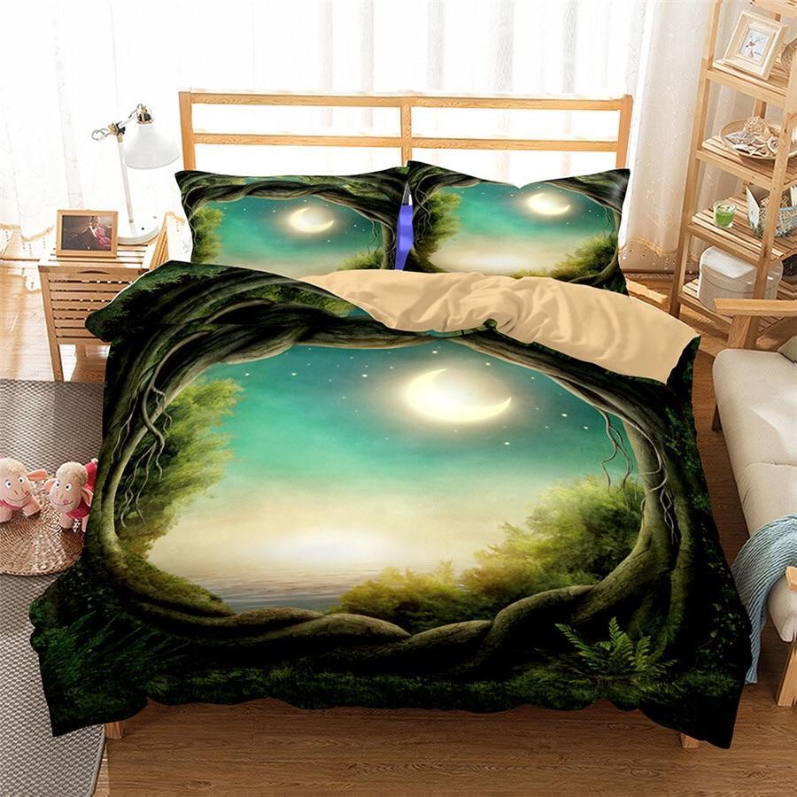 Framed Moonlit Night 3D Customized Duvet Cover Bedding Set
