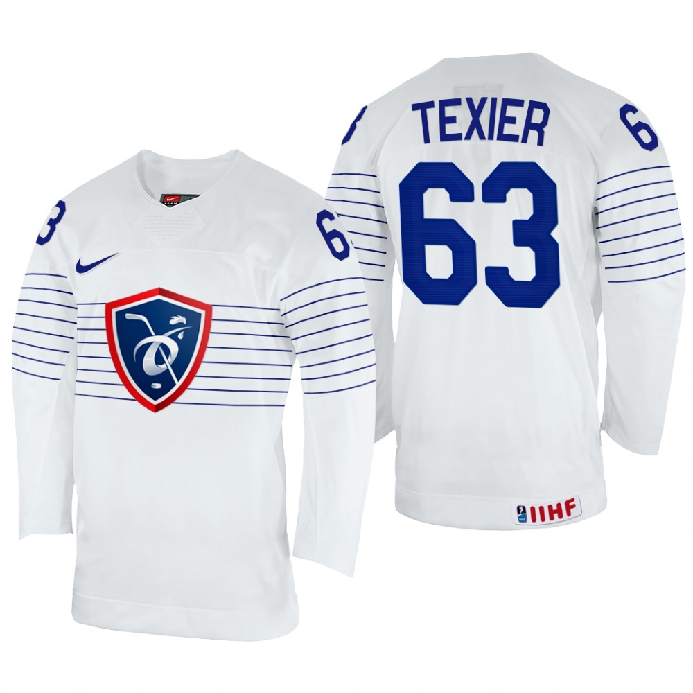 France Alexandre Texier 2022 IIHF World Championship White #63 Jersey Home