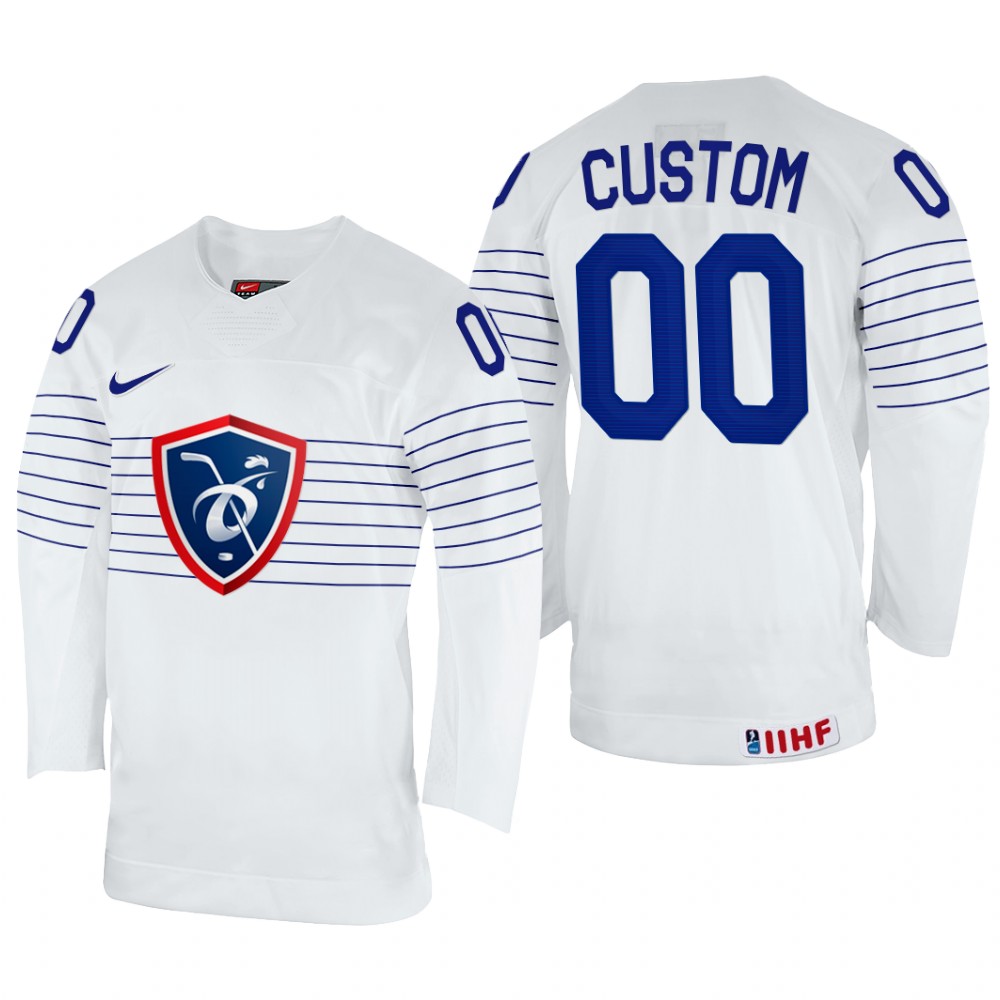 France Custom 2022 IIHF World Championship White #00 Jersey Home