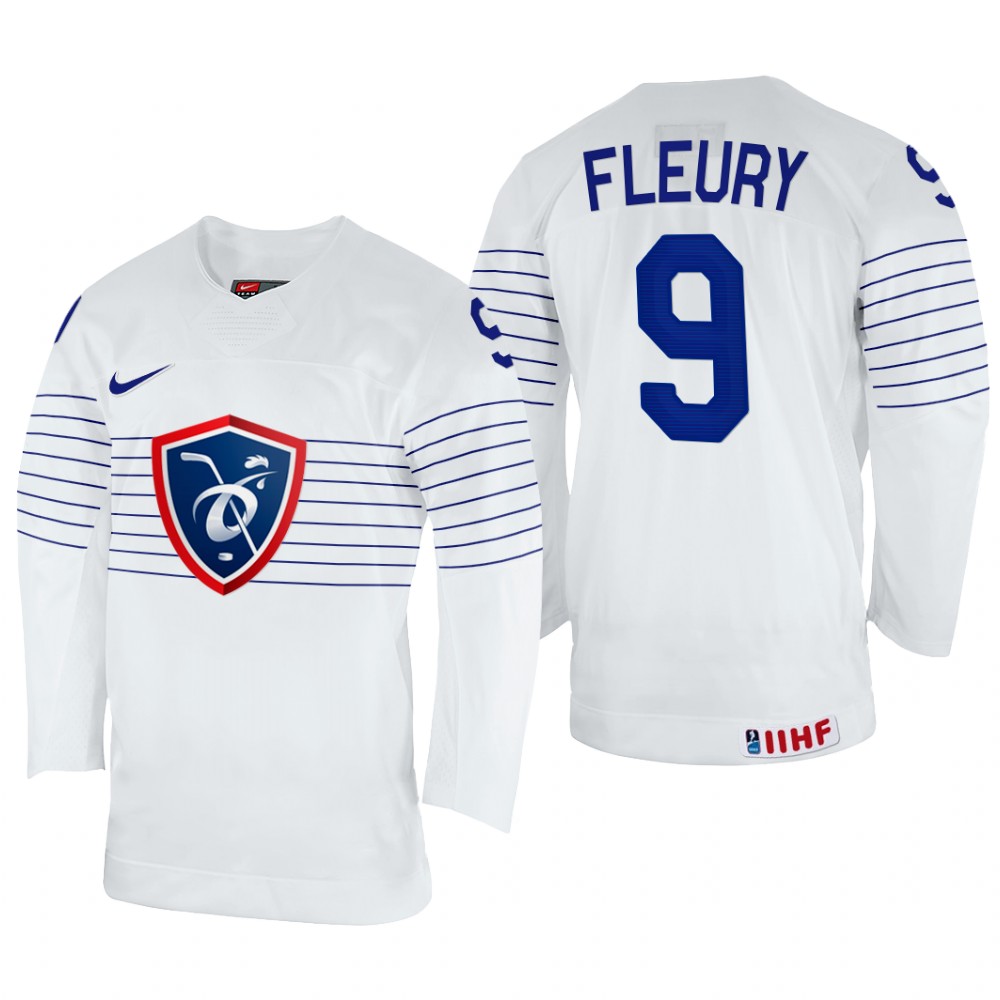 France Damien Fleury 2022 IIHF World Championship White #9 Jersey Home