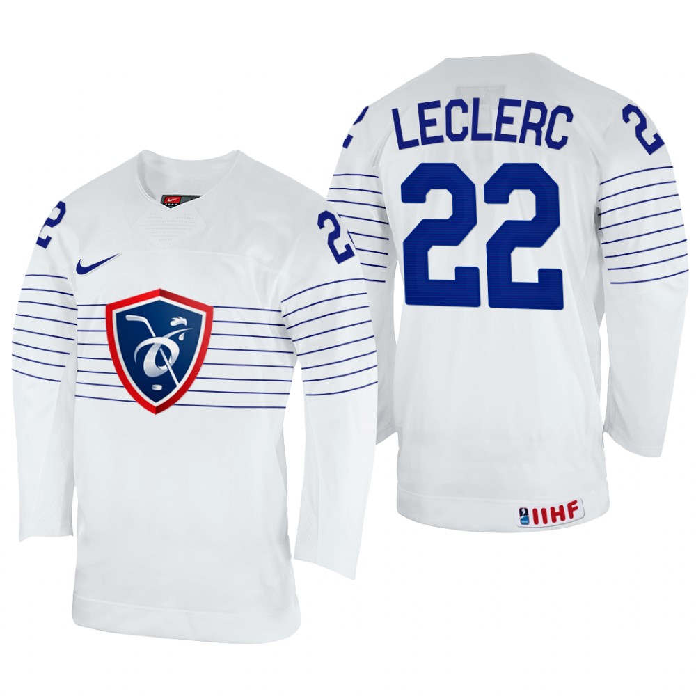 France Guillaume Leclerc 2022 IIHF World Championship White #22 Jersey Home