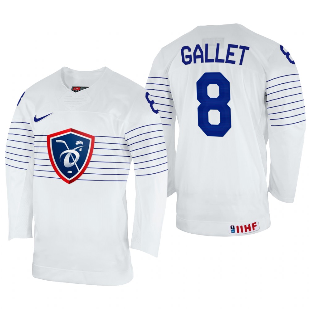 France Hugo Gallet 2022 IIHF World Championship White #8 Jersey Home