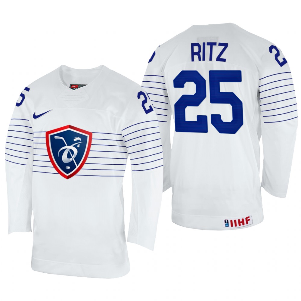 France Nicolas Ritz 2022 IIHF World Championship White #25 Jersey Home