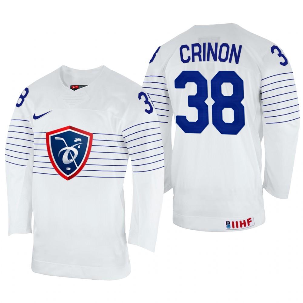 France Pierre Crinon 2022 IIHF World Championship White #38 Jersey Home