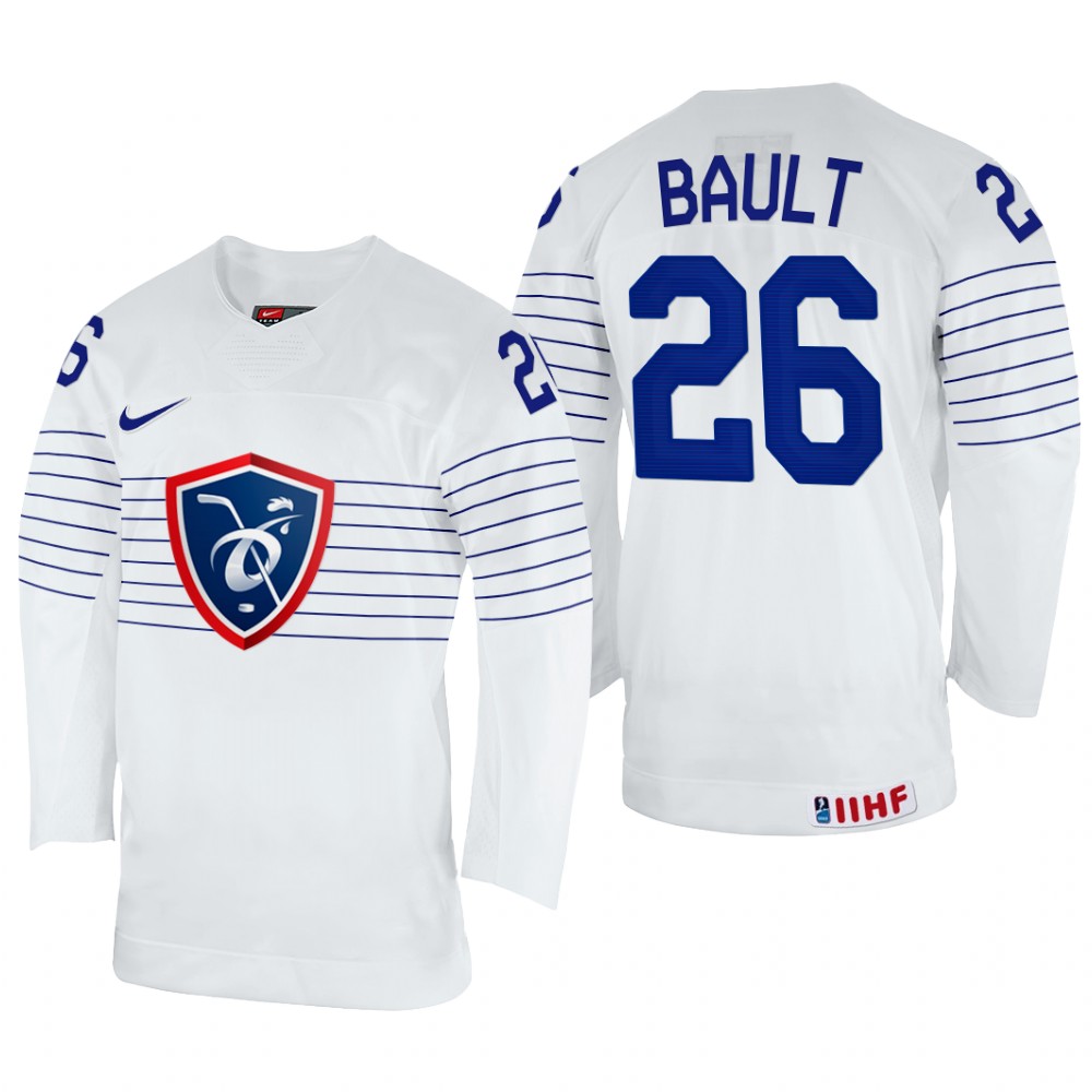 France Romain Bault 2022 IIHF World Championship White #26 Jersey Home