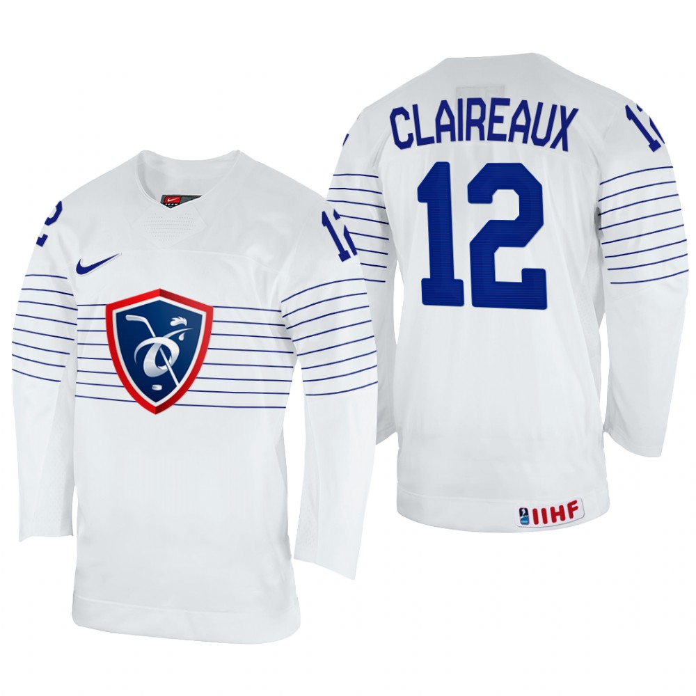 France Valentin Claireaux 2022 IIHF World Championship White #12 Jersey Home