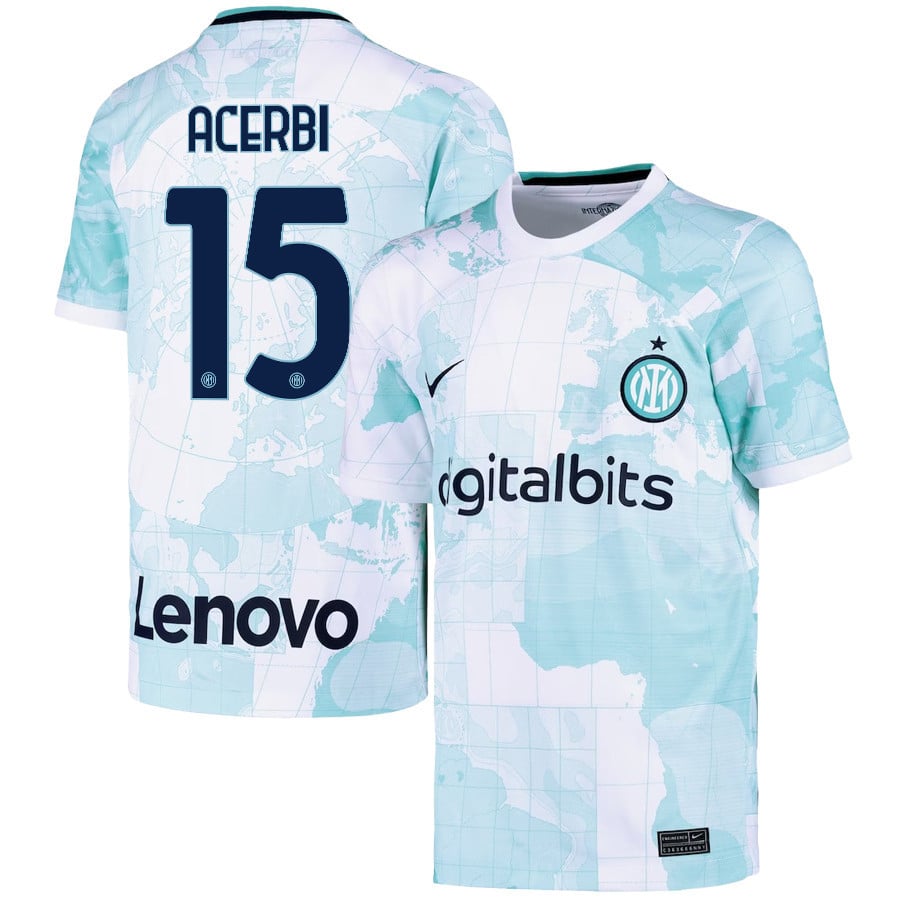 Francesco Acerbi 15 Inter Milan 2022/23 Away Jersey – Youth, Light Green