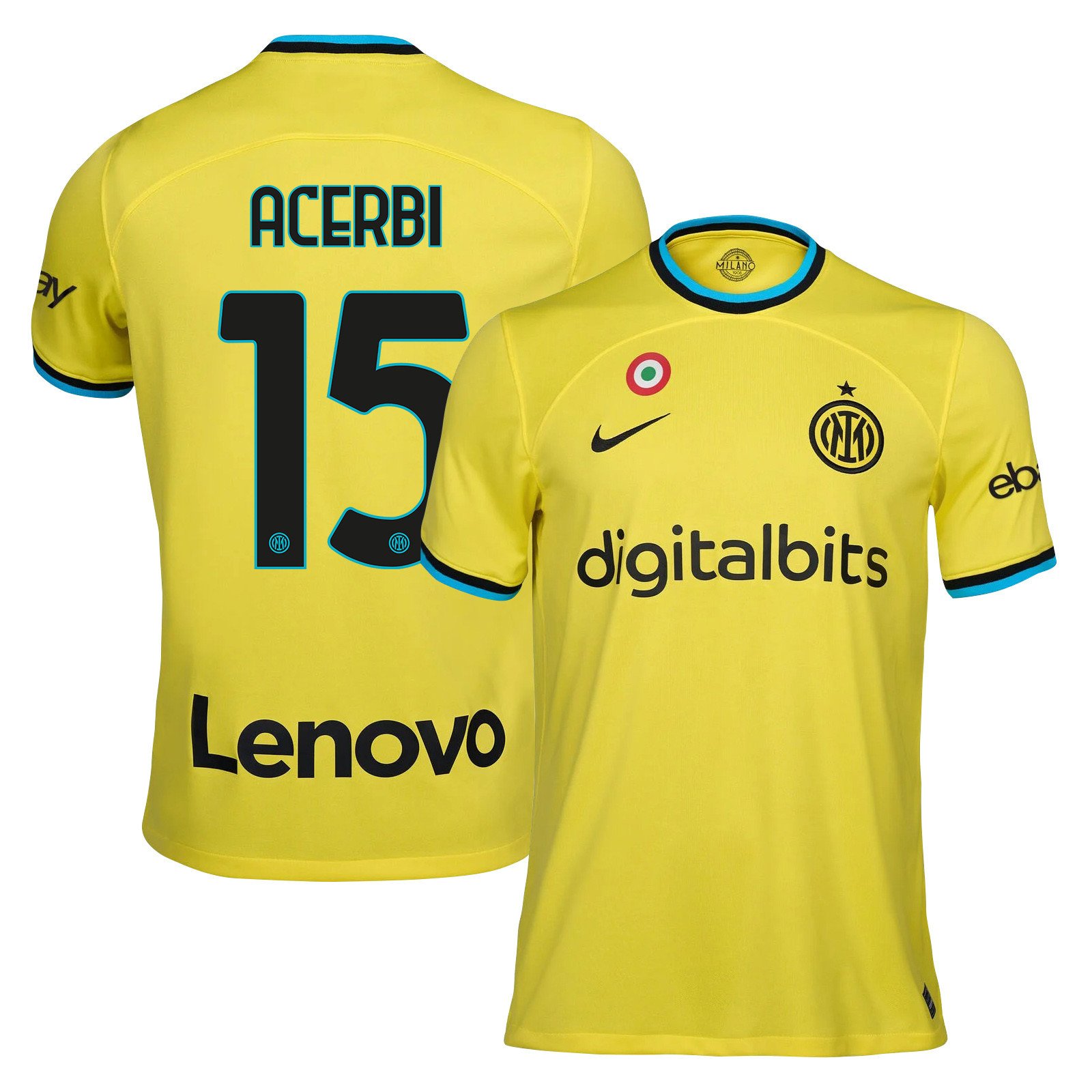 Francesco Acerbi 15 Inter Milan 2022/23 Third Men Jersey – Yellow