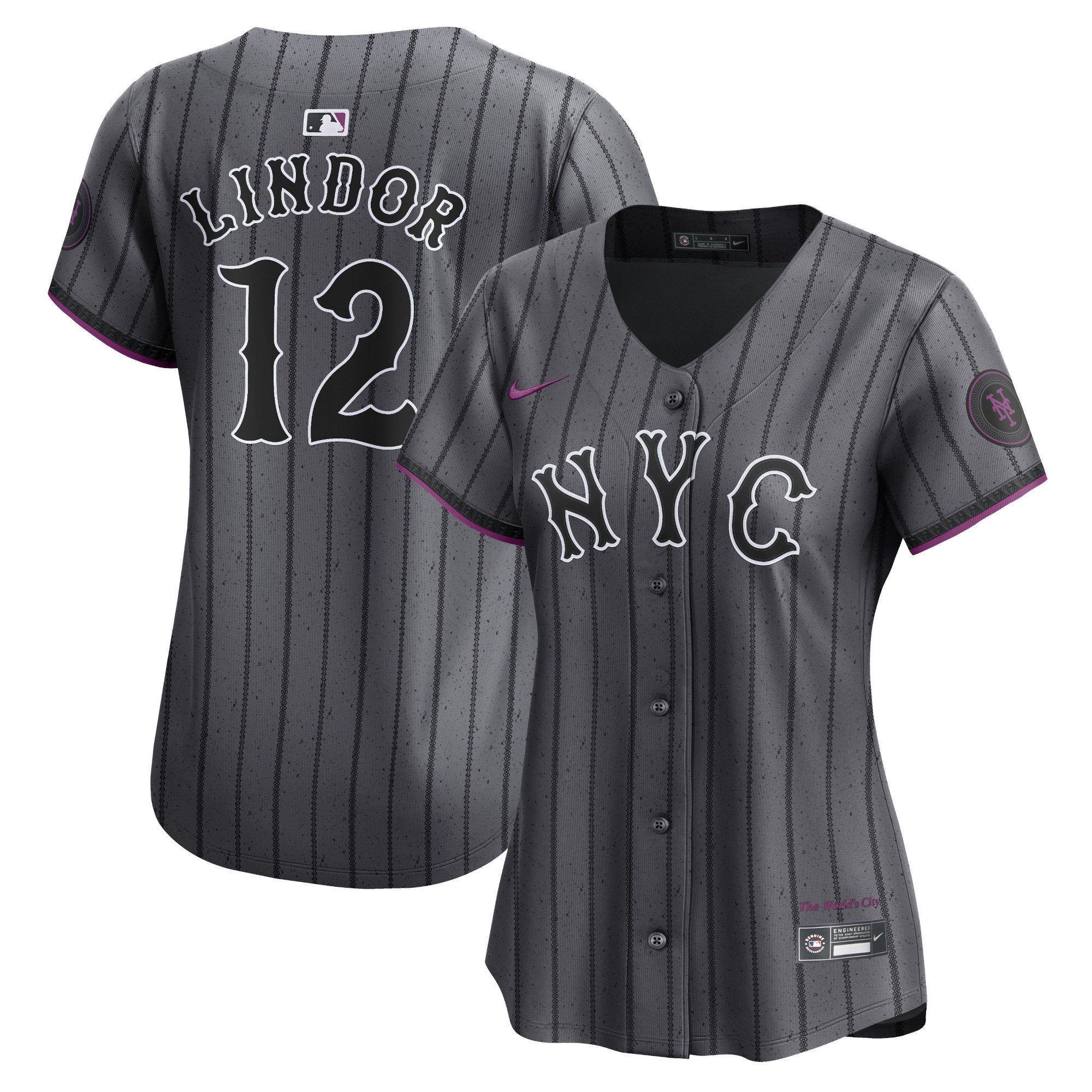 Francisco Lindor Men's New York Mets 2024 City Connect Vapor Premier Limited - Graphite Jersey - All Stitched