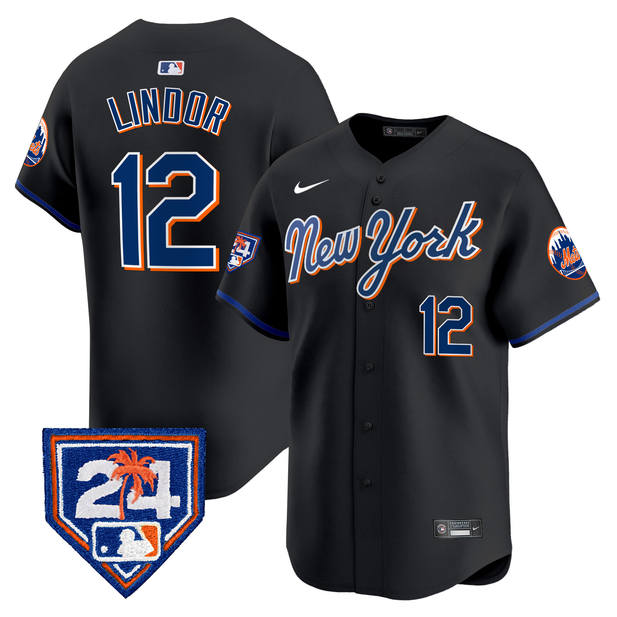 Francisco Lindor Men's New York Mets 2024 Spring Training Vapor Premier Limited Black Jersey - All Stitched