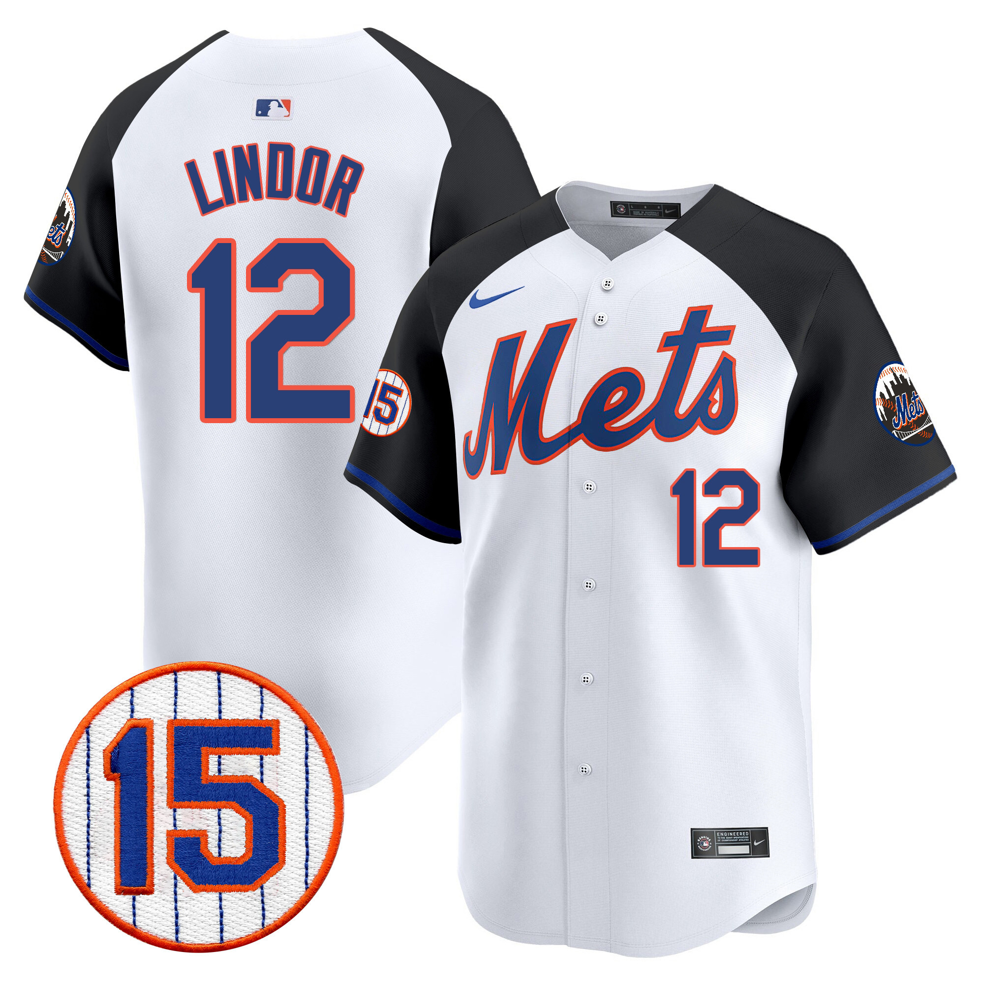 Francisco Lindor Men's New York Mets Jerry Grote Patch Vapor Premier Limited Alternate Jersey - All Stitched