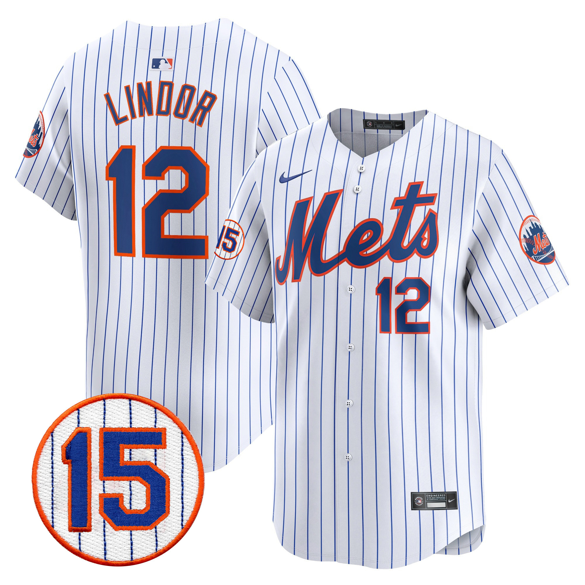 Francisco Lindor Men's New York Mets Jerry Grote Patch Vapor Premier Limited White Jersey - All Stitched