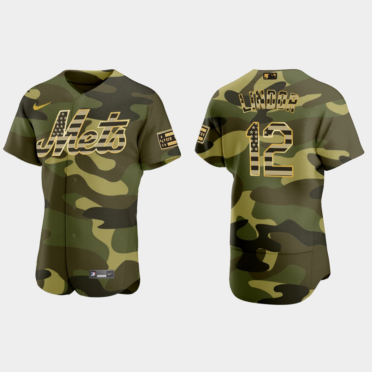 Francisco Lindor New York Mets 2022 Armed Forces Day Jersey - Camo