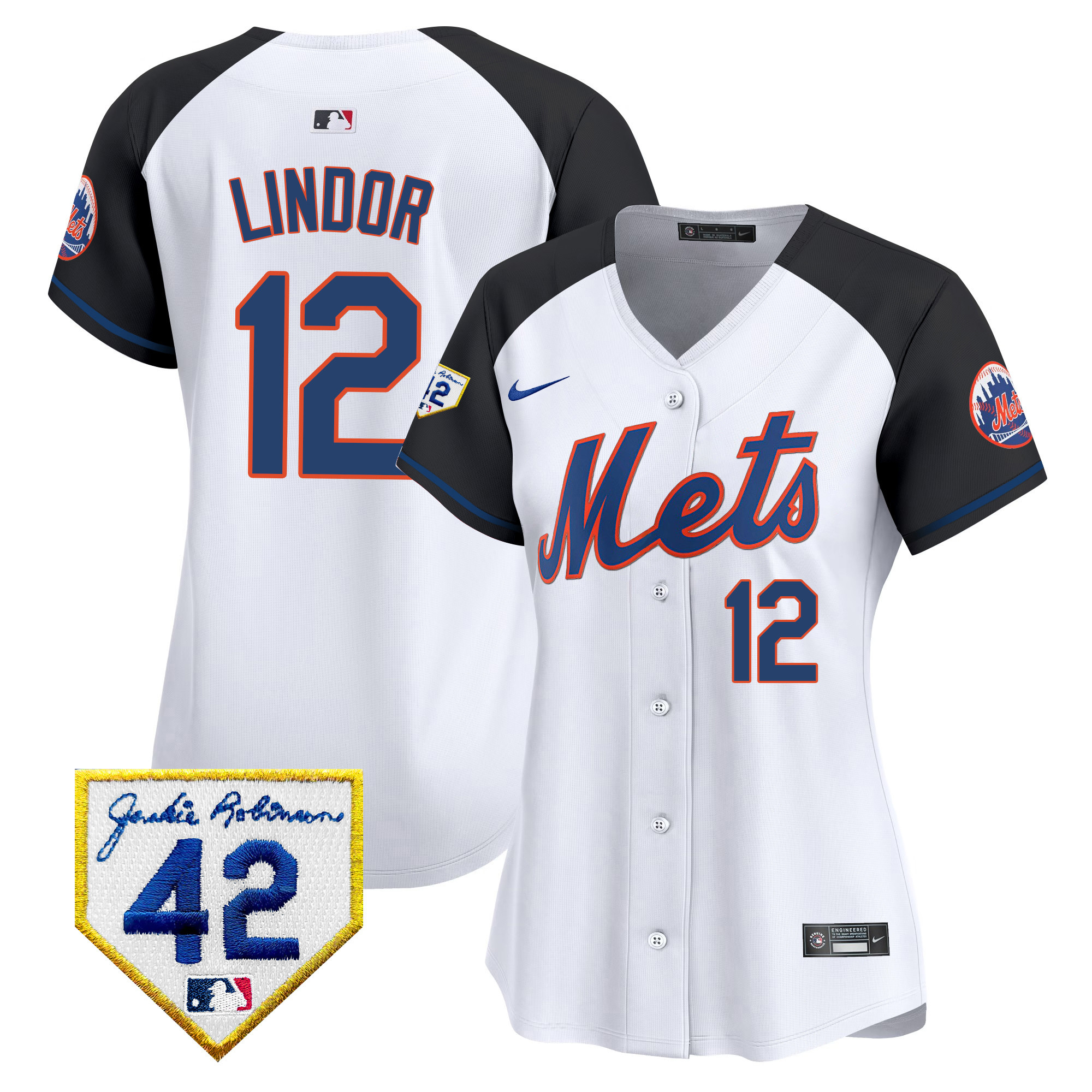 Francisco Lindor Women's New York Mets 2024 Jackie Robinson Patch Vapor Premier Limited Alternate Jersey - All Stitched