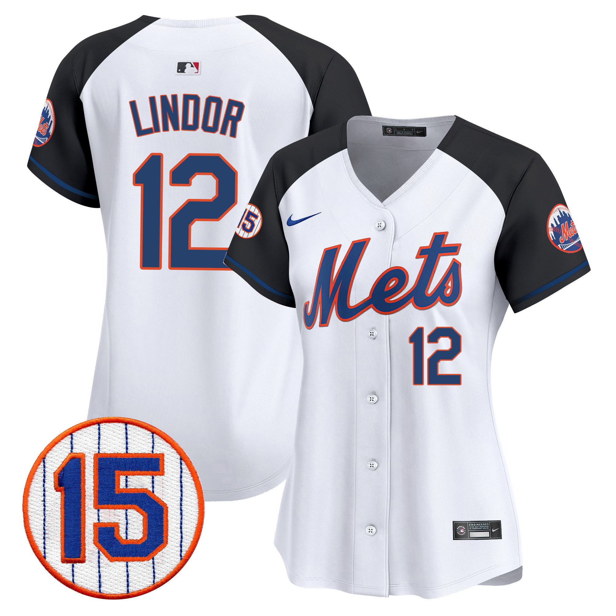 Francisco Lindor Women's New York Mets Jerry Grote Patch Vapor Premier Limited Alternate Jersey - All Stitched