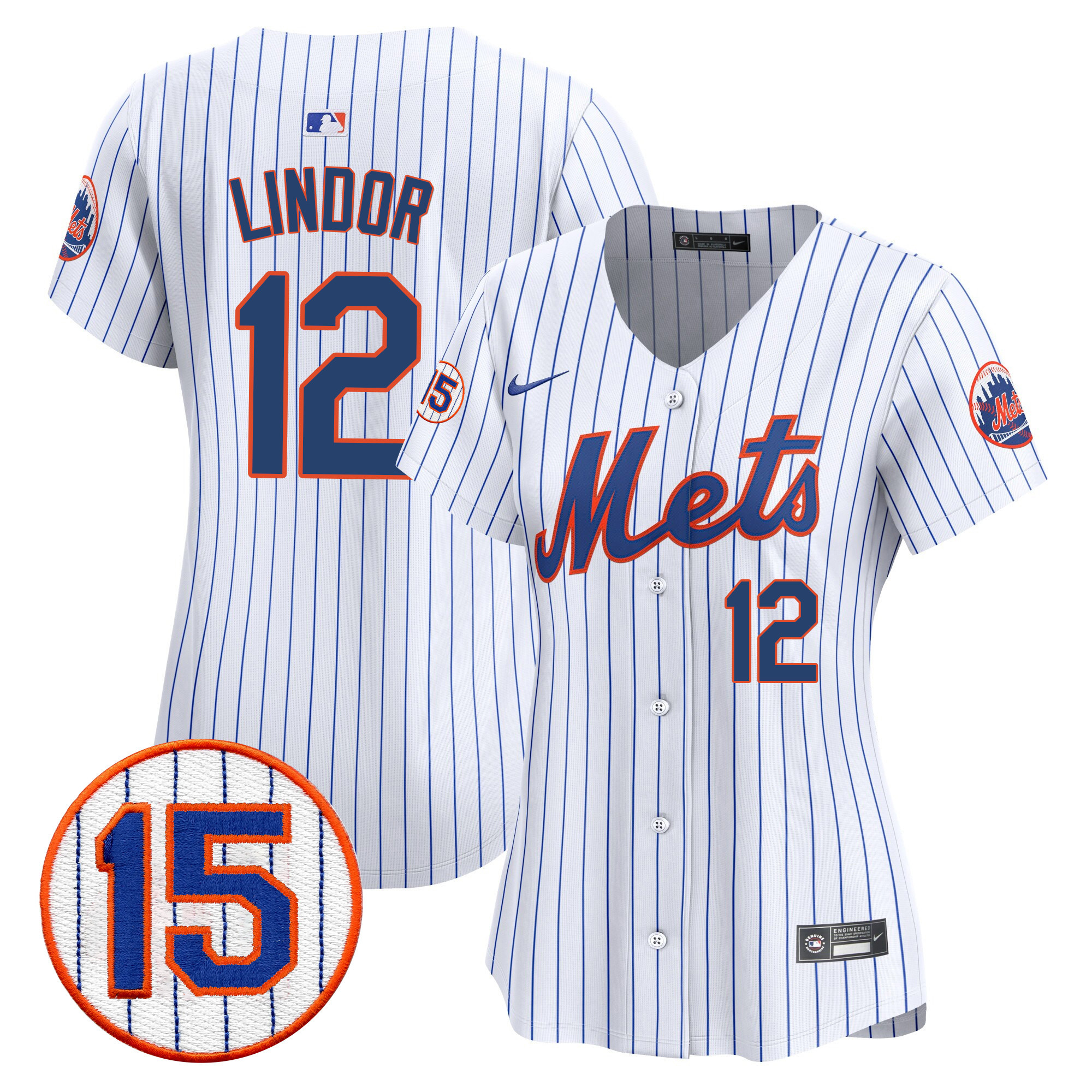 Francisco Lindor Women's New York Mets Jerry Grote Patch Vapor Premier Limited White Jersey - All Stitched