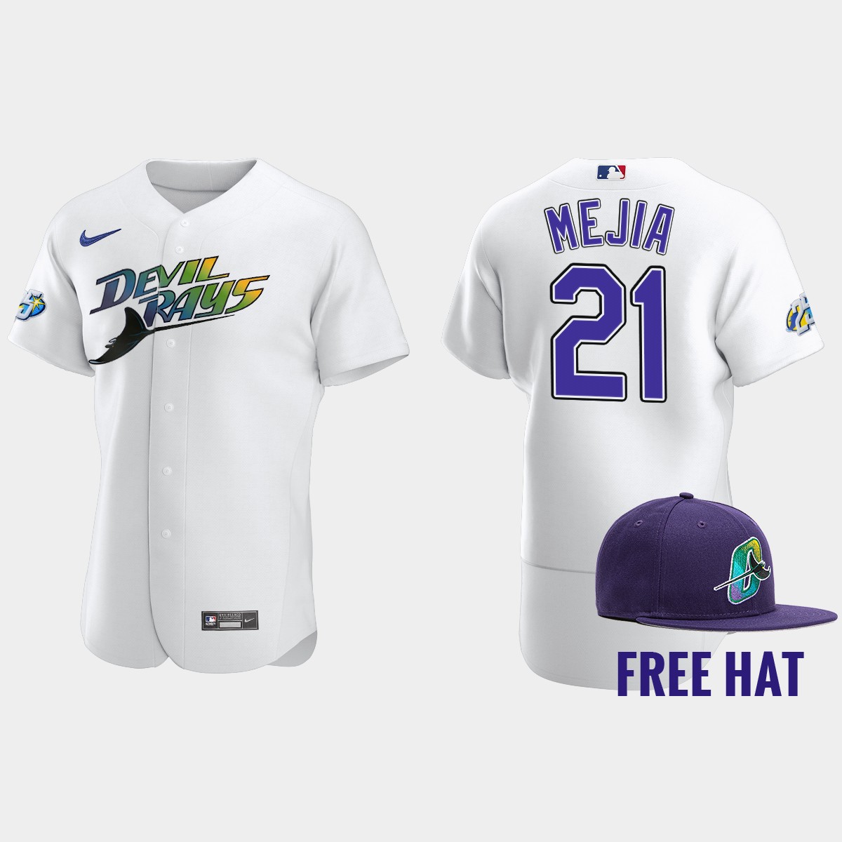 Francisco Mejia Tampa Bay Rays 25th Anniversary Jersey – White