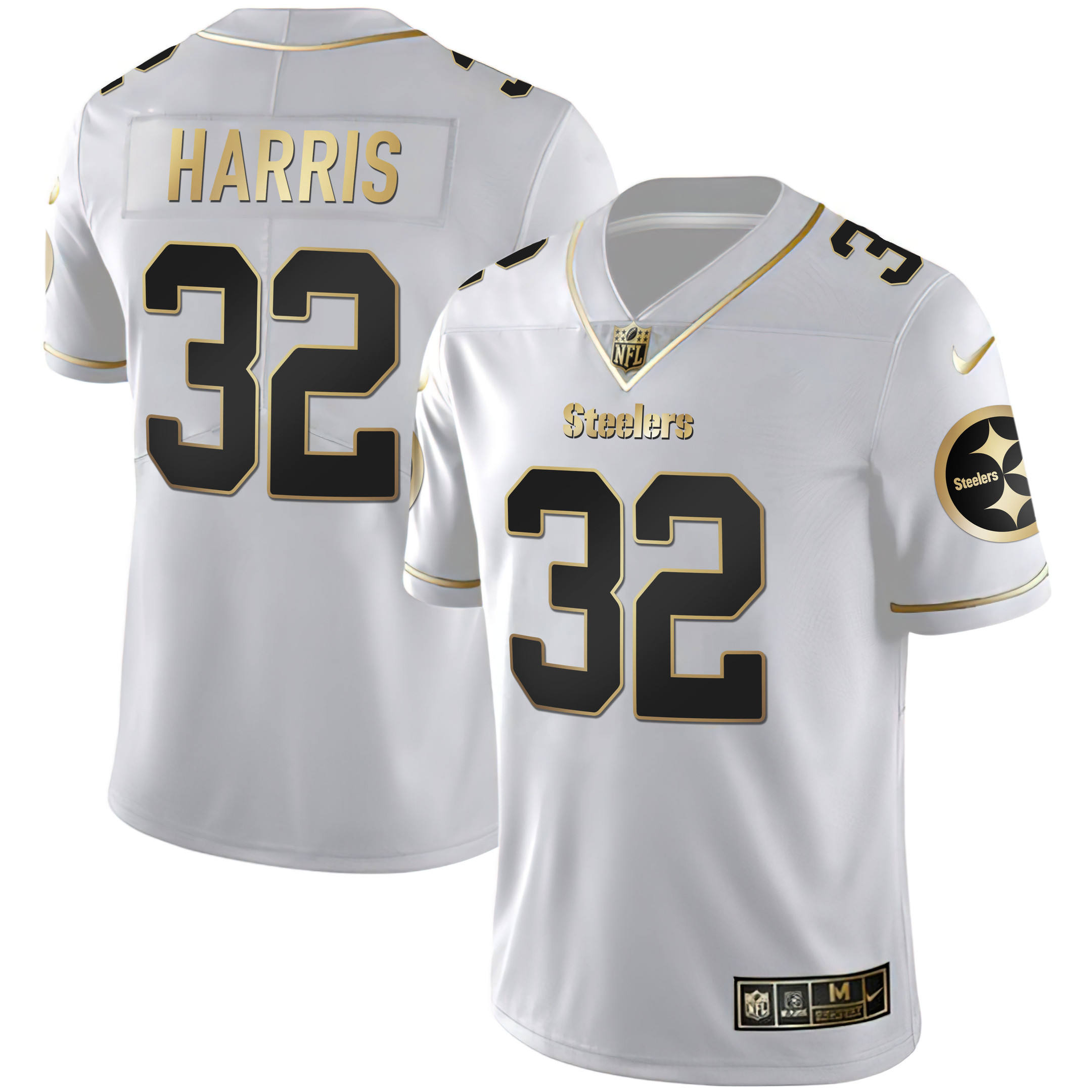 Franco Harris Pittsburgh Steelers Black Gold & White Gold Jersey - All Stitched