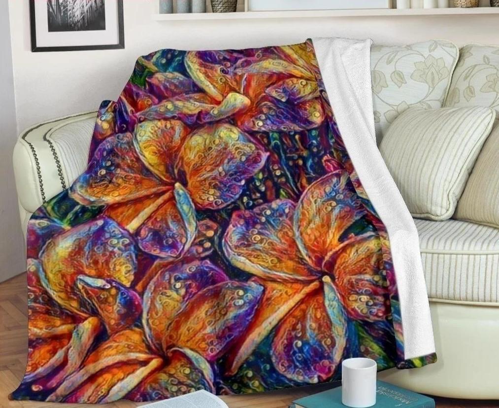 Frangipani Flower Water Color Fleece Blanket