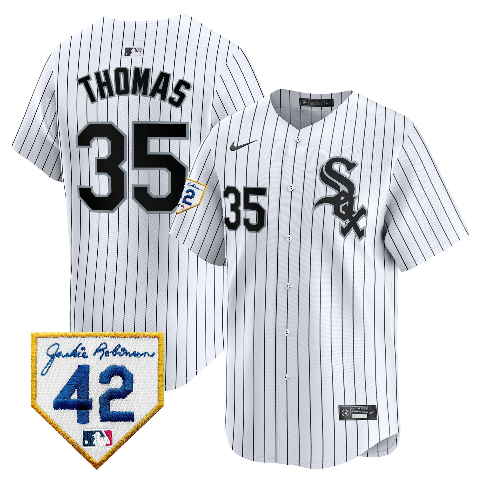 Frank Thomas Men's Chicago White Sox 2024 Jackie Robinson Patch Vapor Premier Limited Jersey - All Stitched