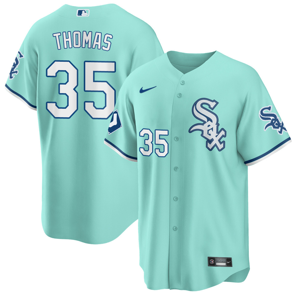 Frank Thomas Men's Chicago White Sox Teal Collection Cool Base Jersey - All Stitched