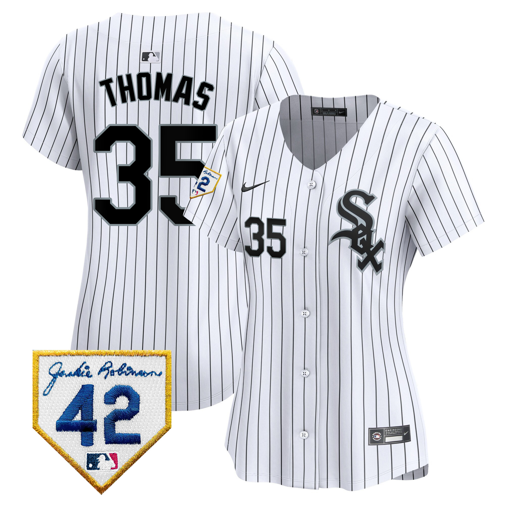 Frank Thomas Women's Chicago White Sox 2024 Jackie Robinson Patch Vapor Premier Limited Jersey - All Stitched