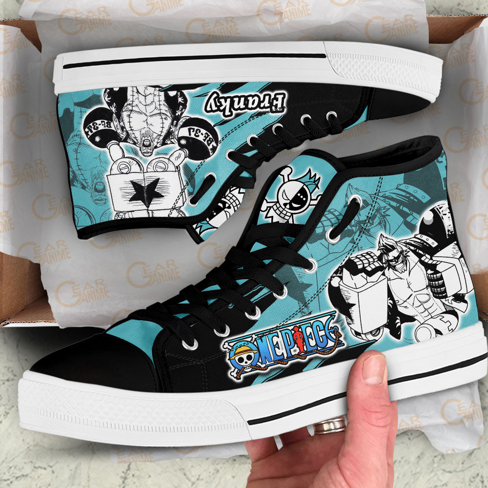 Franky High Top Shoes One Piece Custom Anime Sneakers Mix Manga
