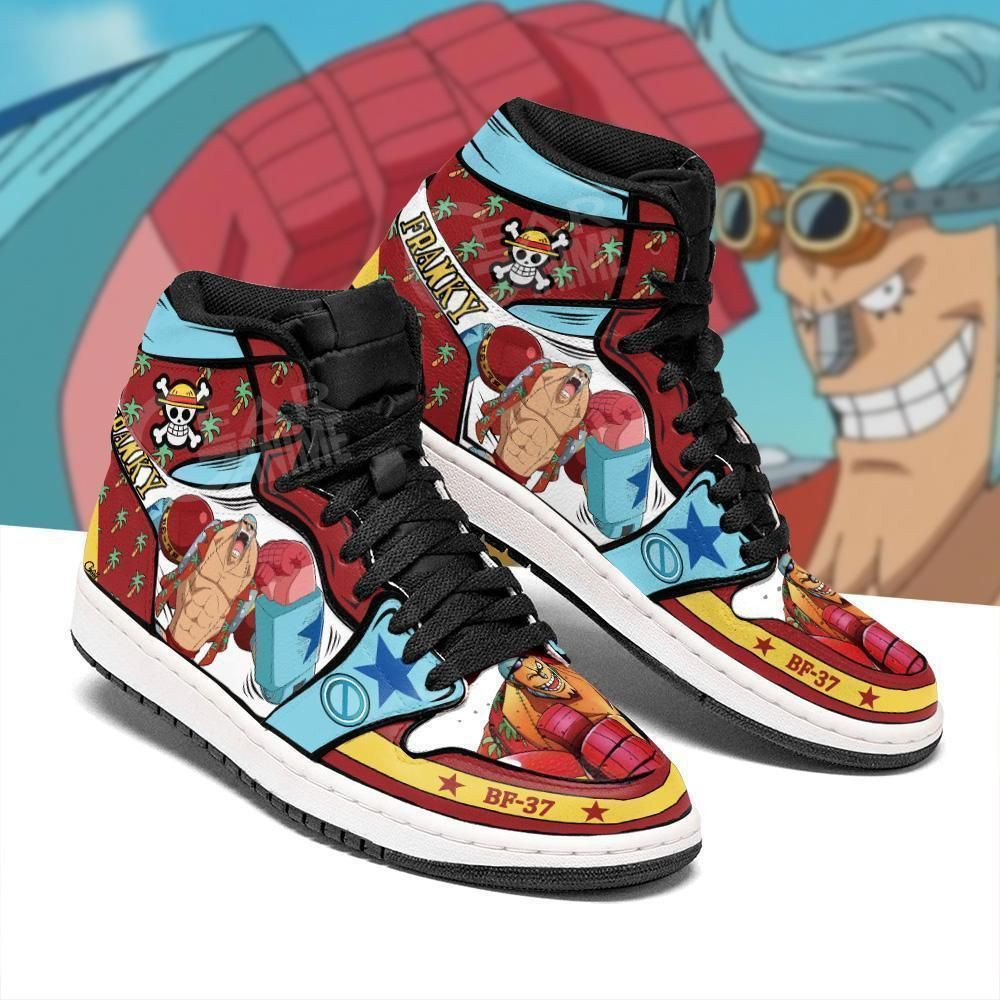 Franky Sneakers Straw Hat Priates One Piece Anime 2 High Top Air Jordan Sneaker, Air Jordan Hightop