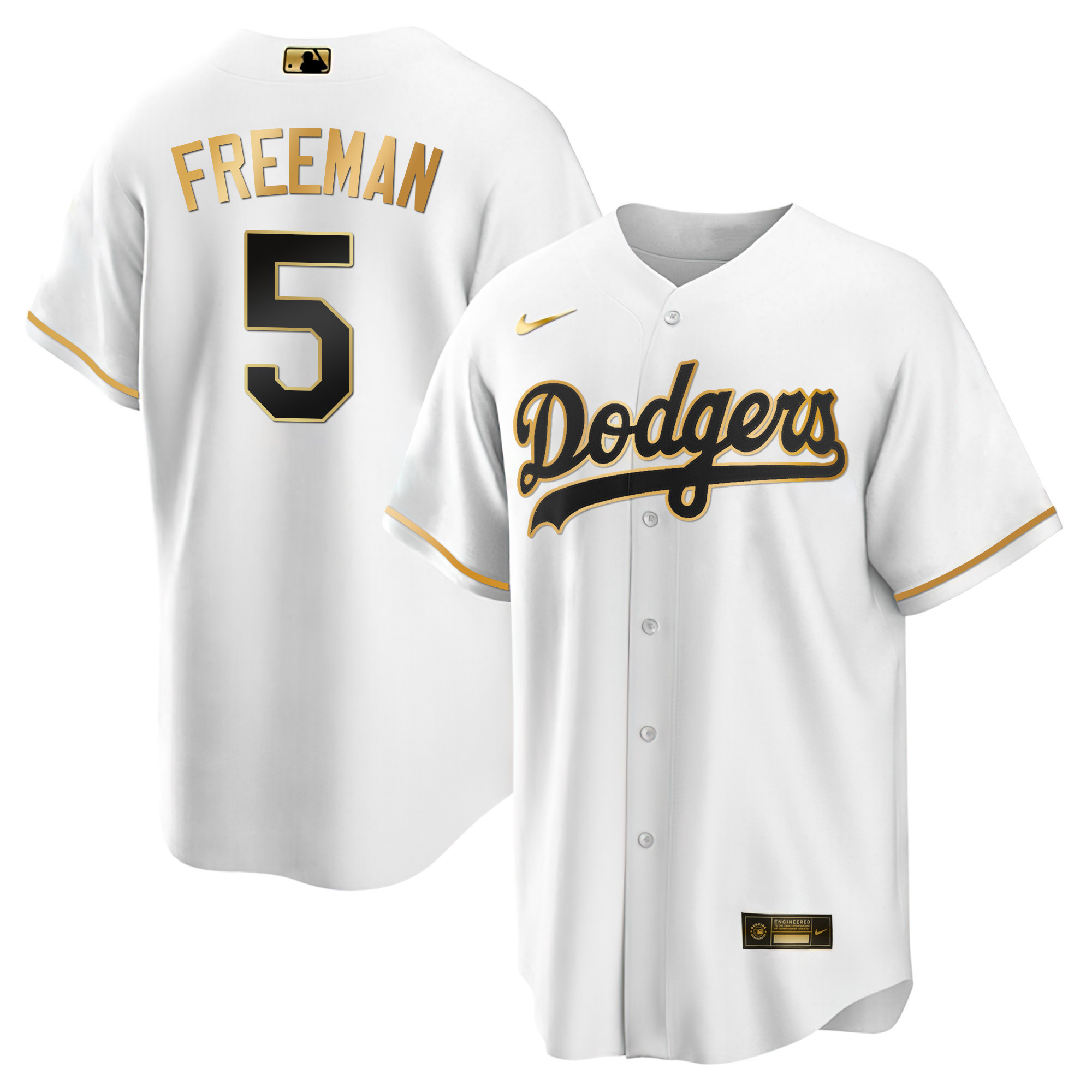 Freddie Freeman Men's Los Angeles Dodgers Black Limited & Gold Cool White Gold Jersey - All Stitched