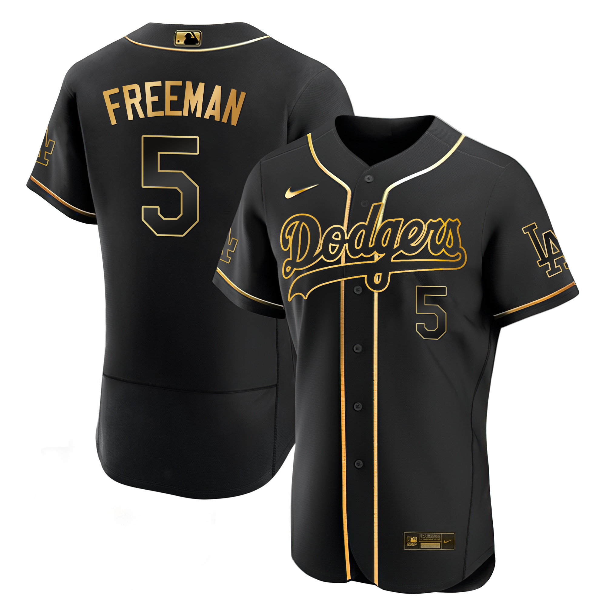 Freddie Freeman Men's Los Angeles Dodgers Black Limited & Gold Flex Black Gold Jersey - All Stitched