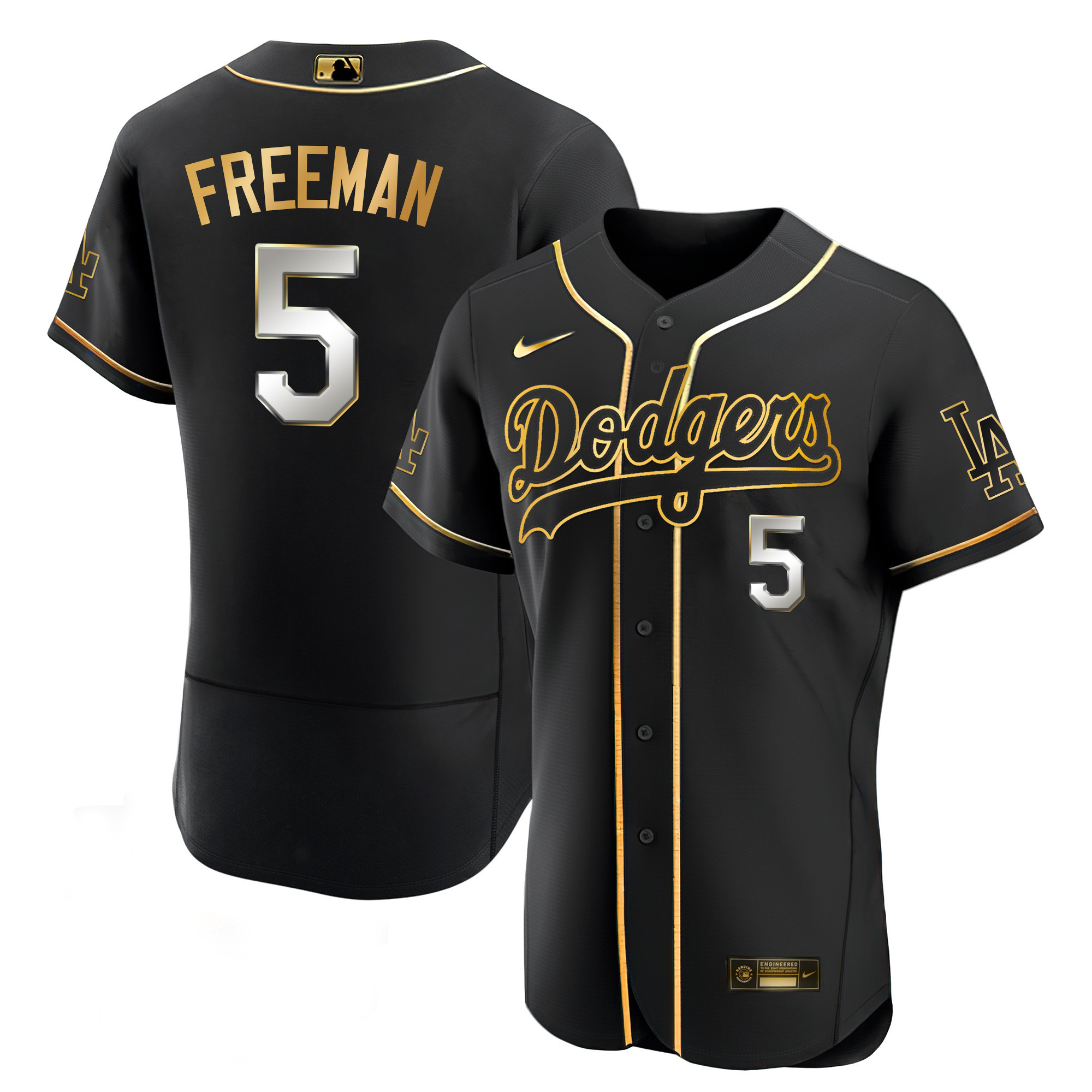 Freddie Freeman Men's Los Angeles Dodgers Black Limited & Gold Flex Black Limited Jersey - All Stitched
