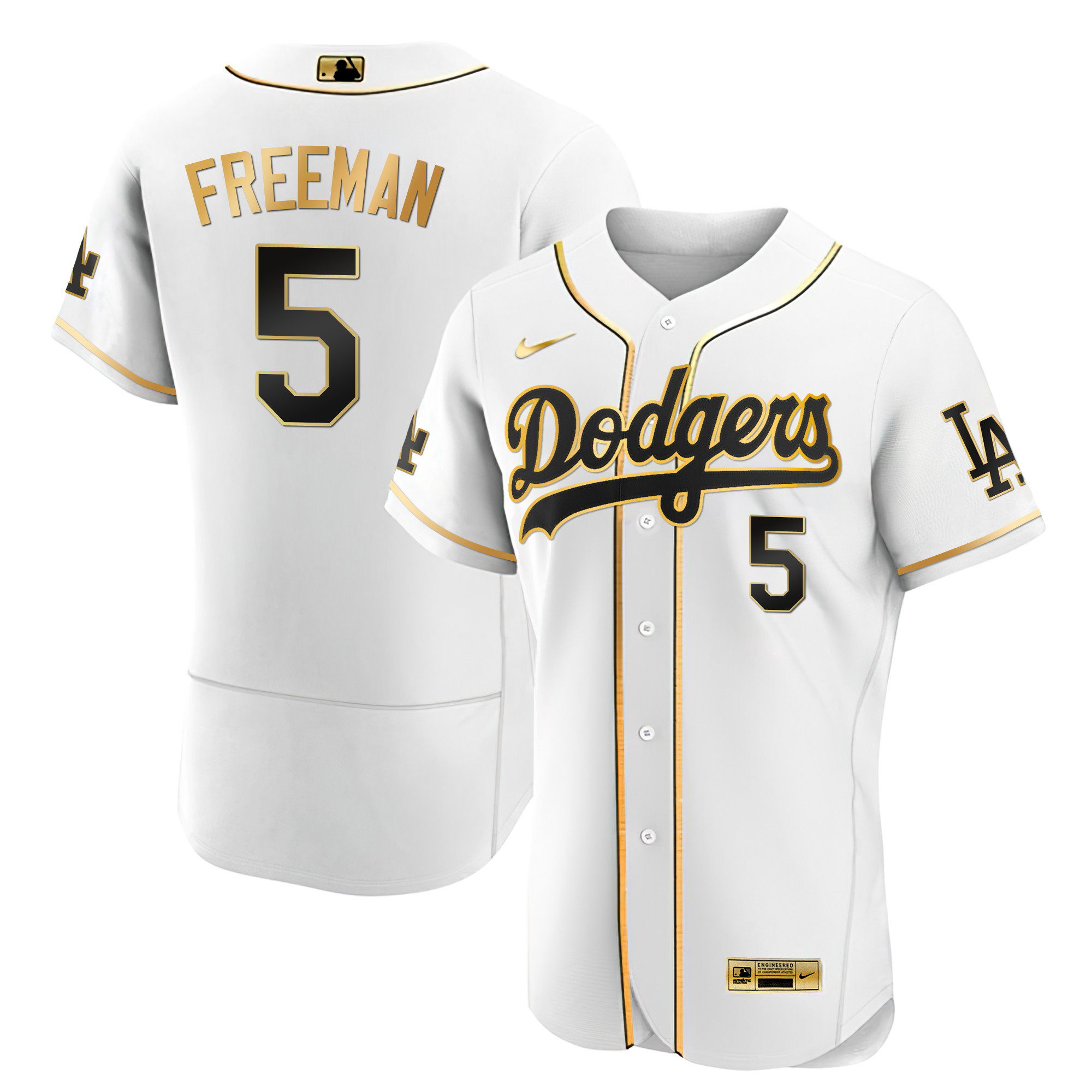 Freddie Freeman Men's Los Angeles Dodgers Black Limited & Gold Flex White Gold Jersey - All Stitched