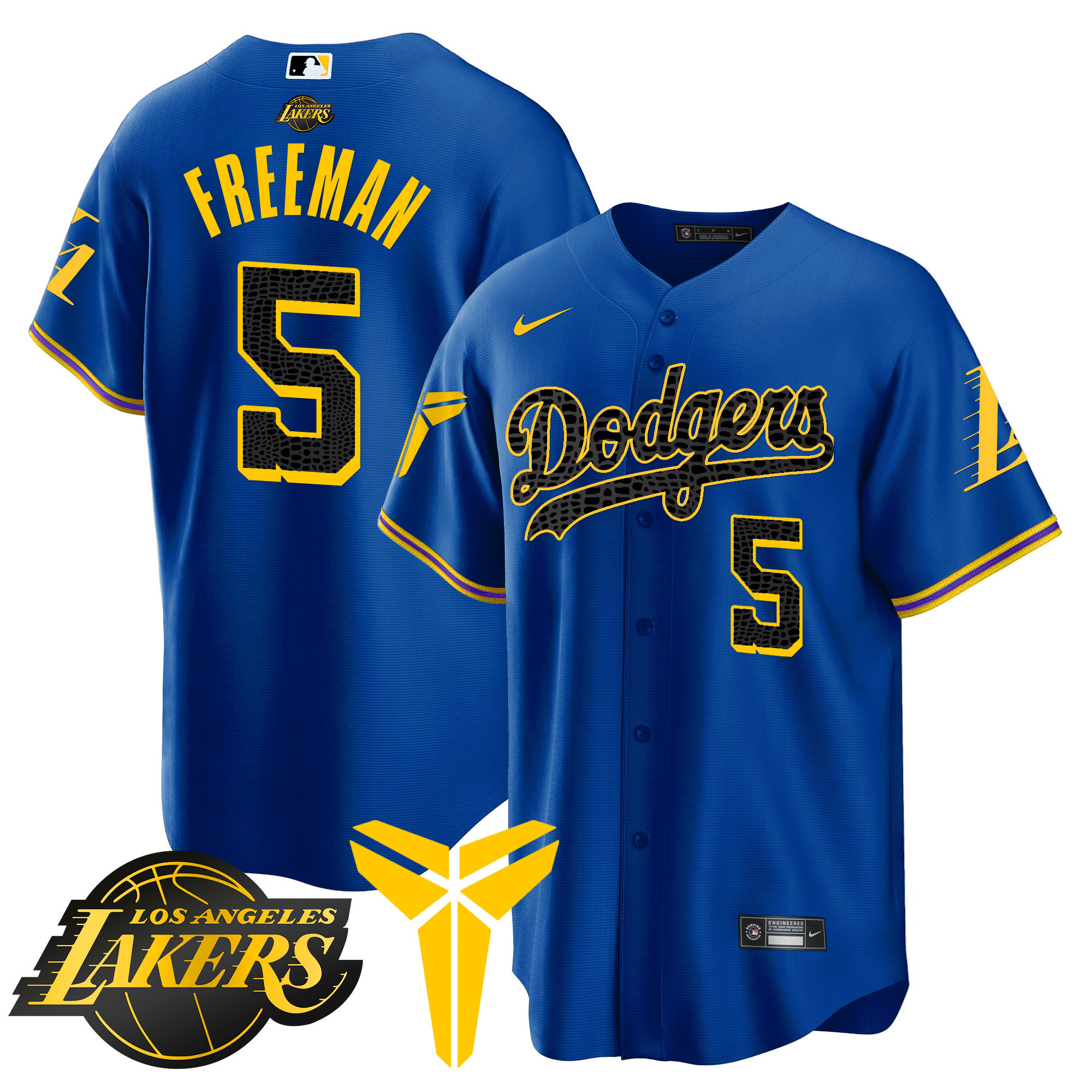 Freddie Freeman Men's Los Angeles Dodgers Cool Base Mamba V2 Royal Jersey - All Stitched