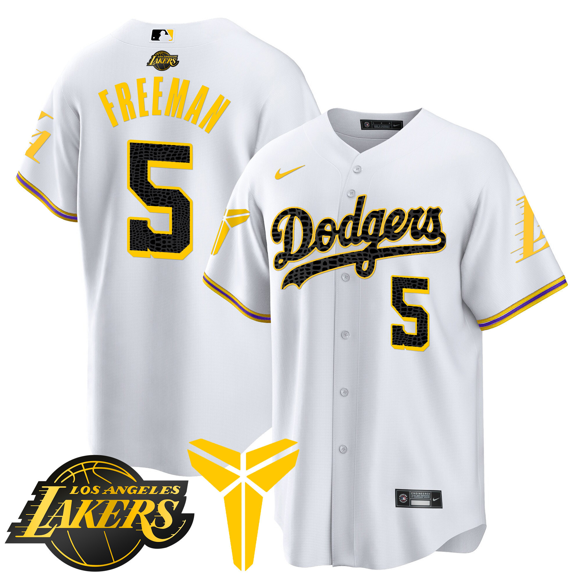 Freddie Freeman Men's Los Angeles Dodgers Cool Base Mamba V2 White Jersey - All Stitched