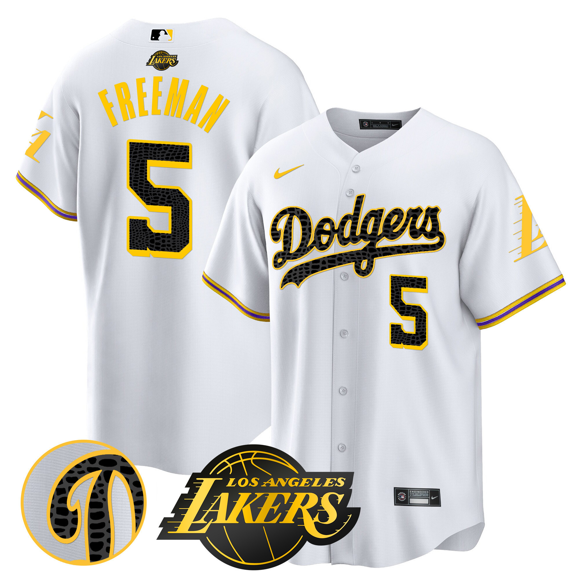 Freddie Freeman Men's Los Angeles Dodgers Cool Base Mamba White Jersey - All Stitched