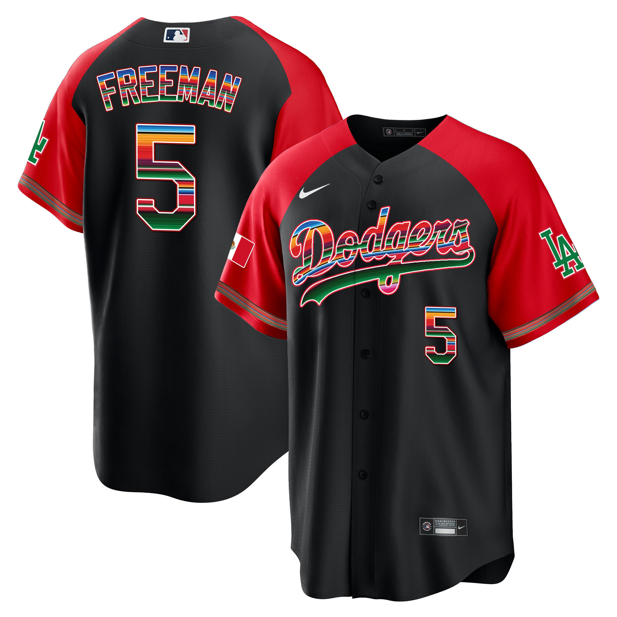 Freddie Freeman Men's Los Angeles Dodgers Mexico Alternate Cool Base Black Jersey - All Stitched