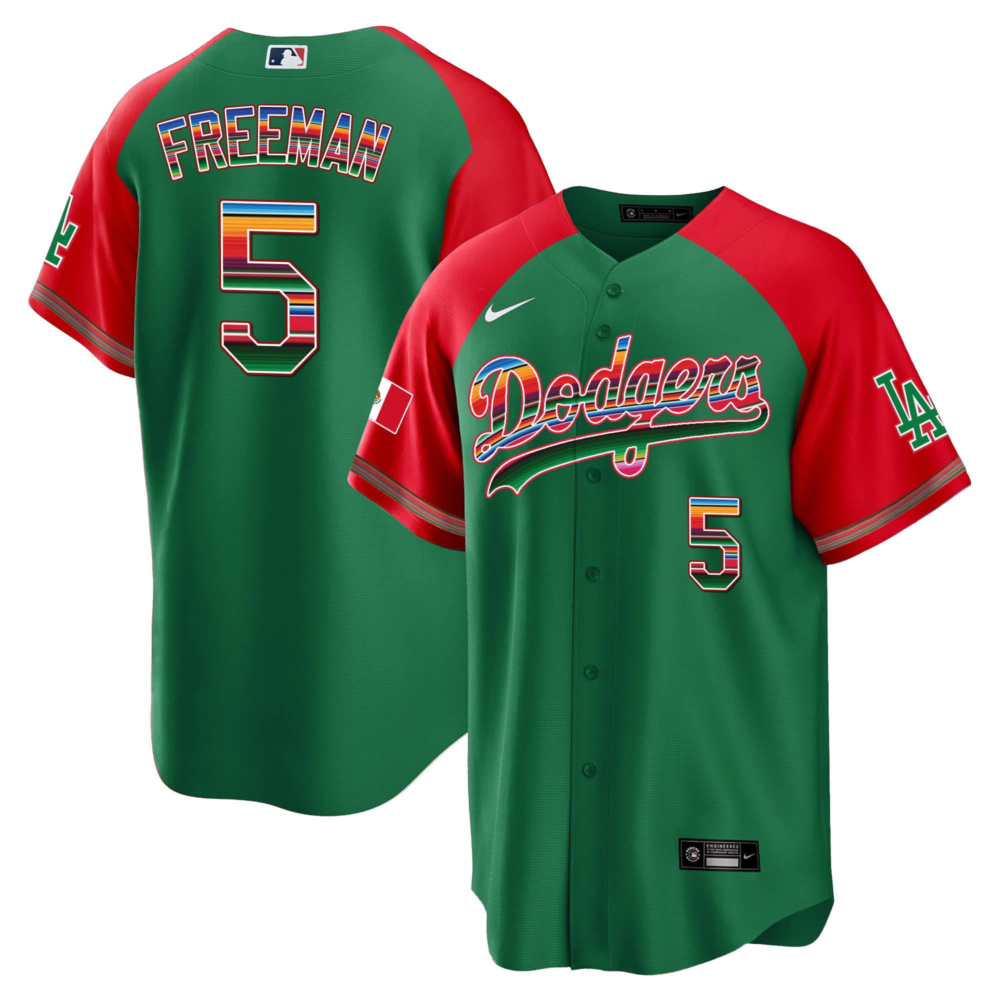 Freddie Freeman Men's Los Angeles Dodgers Mexico Alternate Cool Base Green Jersey - All Stitched