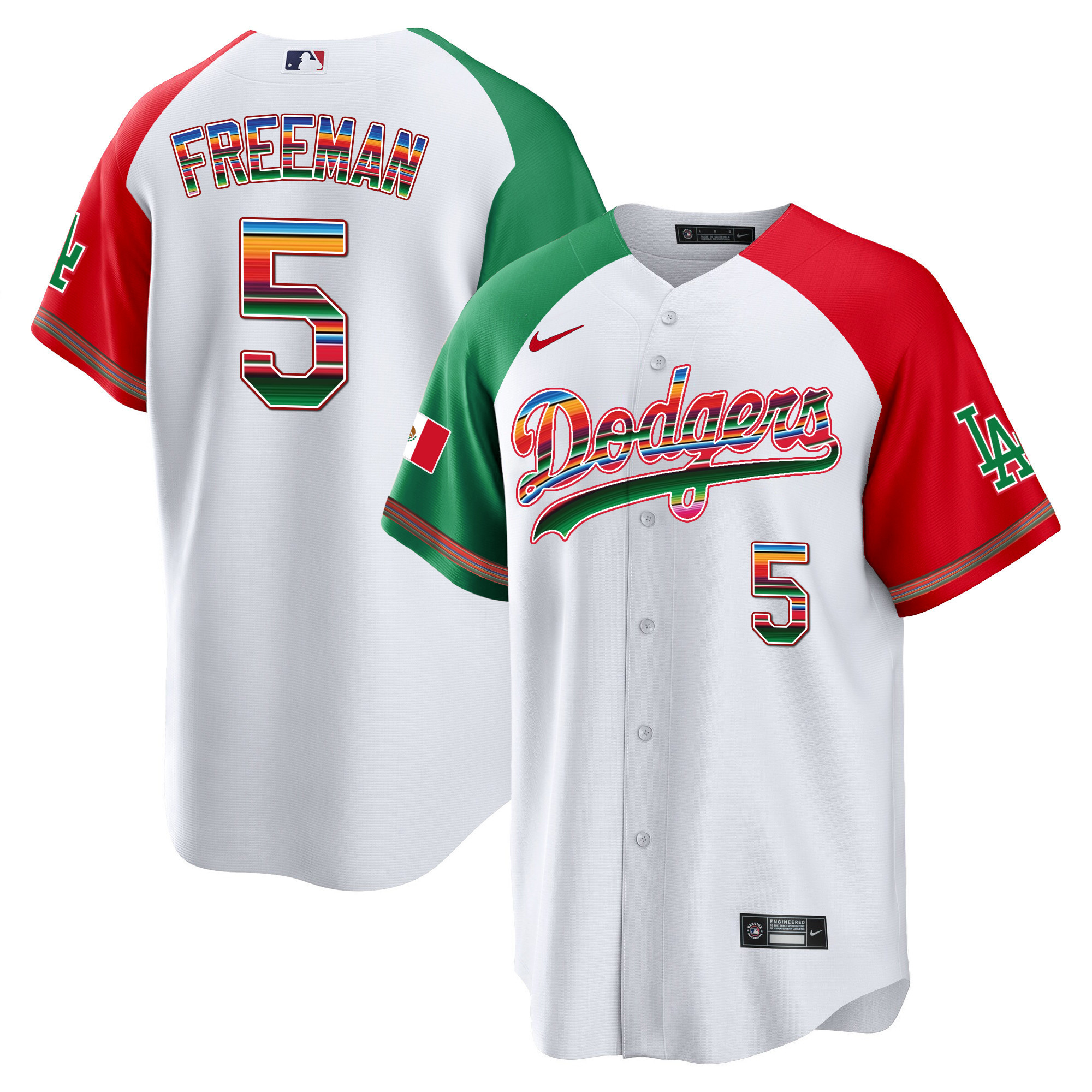 Freddie Freeman Men's Los Angeles Dodgers Mexico Alternate Cool Base White Jersey - All Stitched