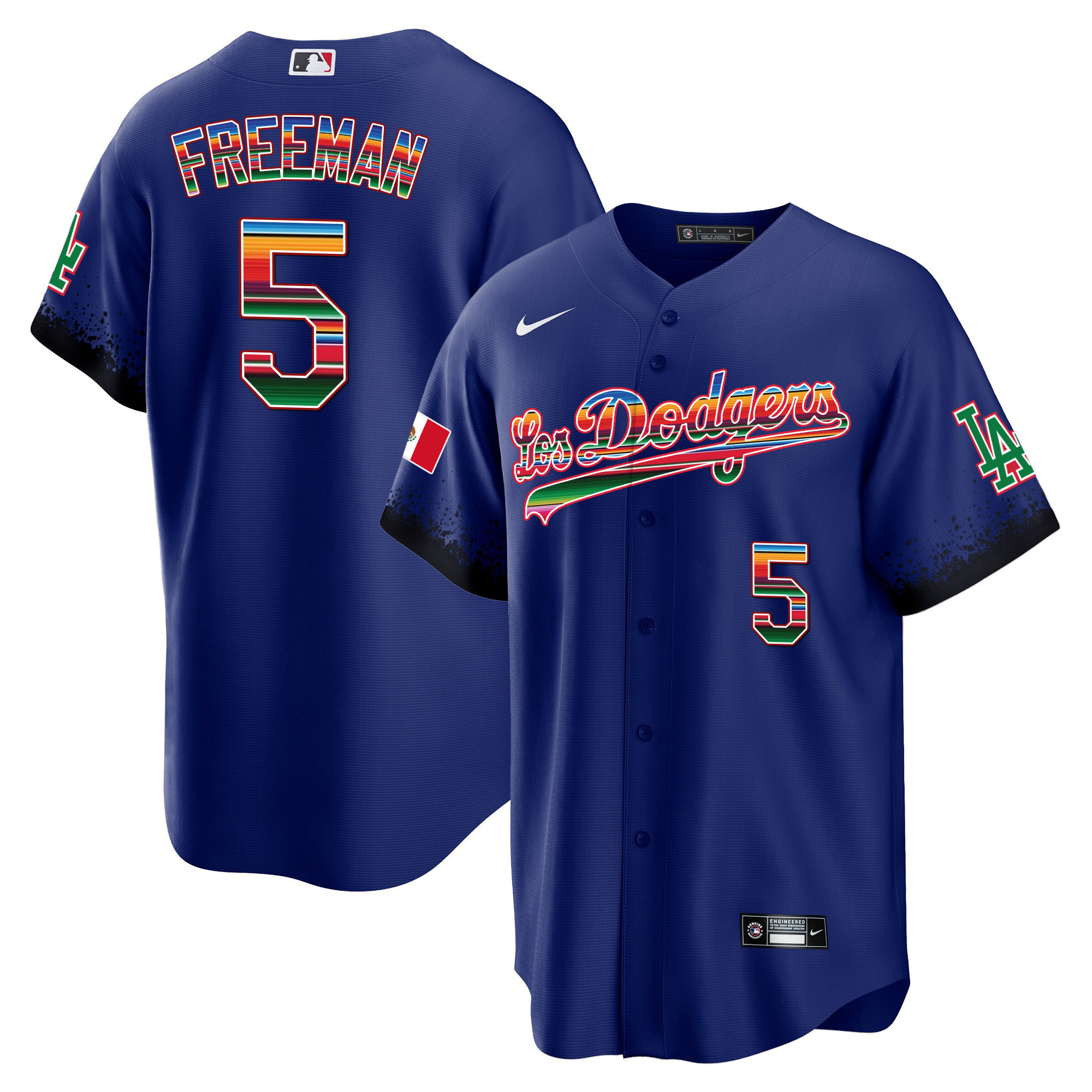Freddie Freeman Men's Los Angeles Dodgers Mexico Cool Base City Connect Limited Royal Jersey - All Stitched