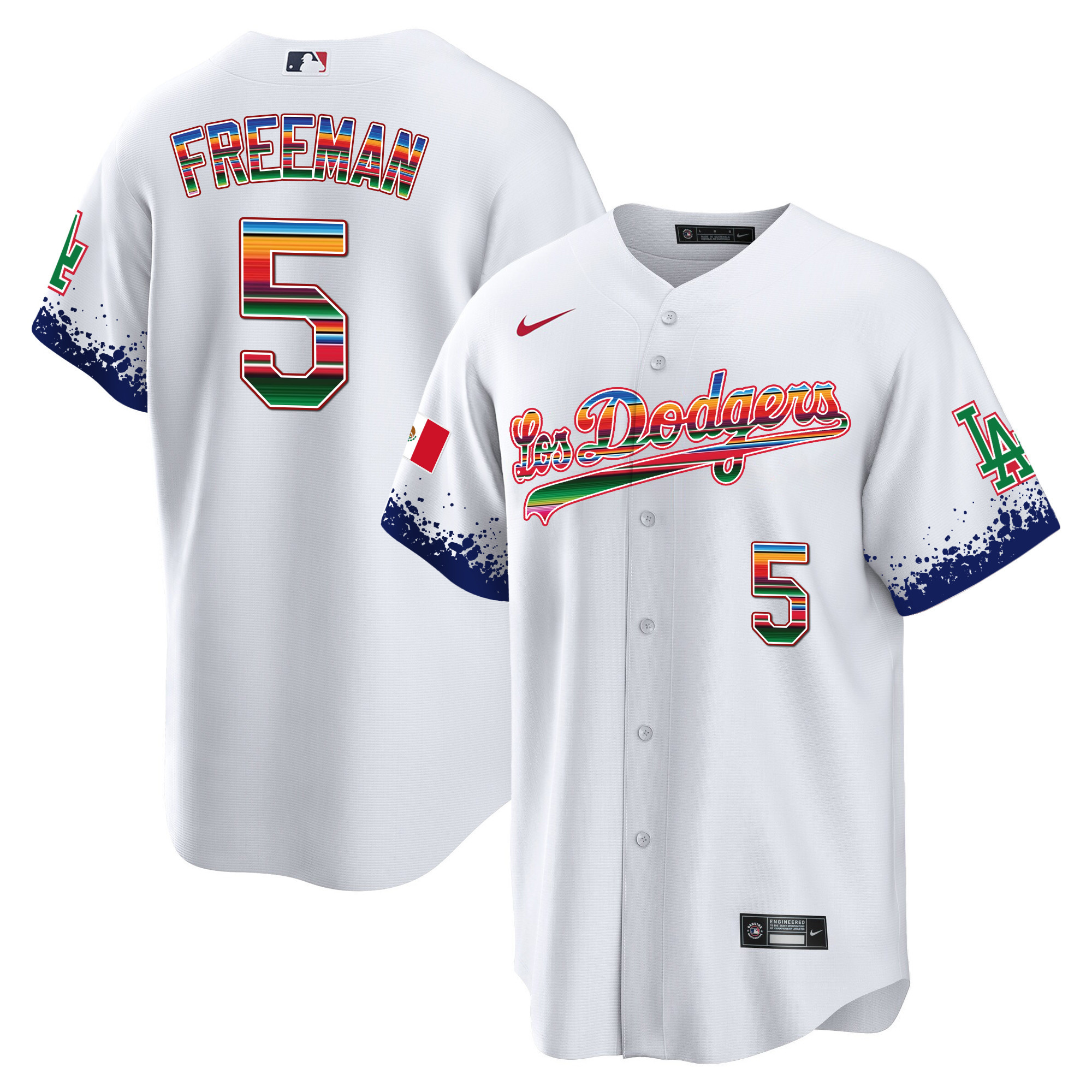 Freddie Freeman Men's Los Angeles Dodgers Mexico Cool Base City Connect Limited White Jersey - All Stitched