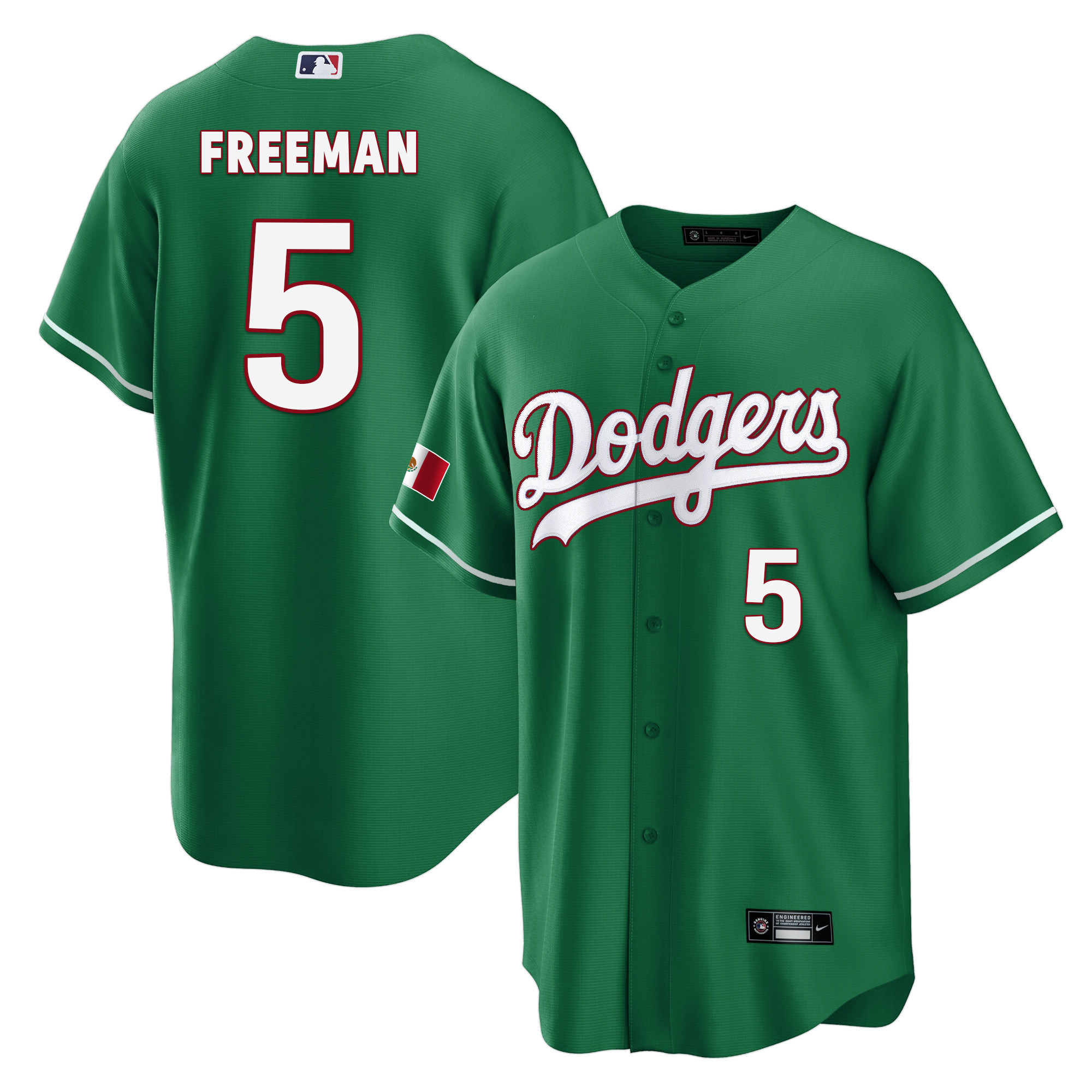 Freddie Freeman Men's Los Angeles Dodgers Mexico Cool Base Green Jersey - All Stitched