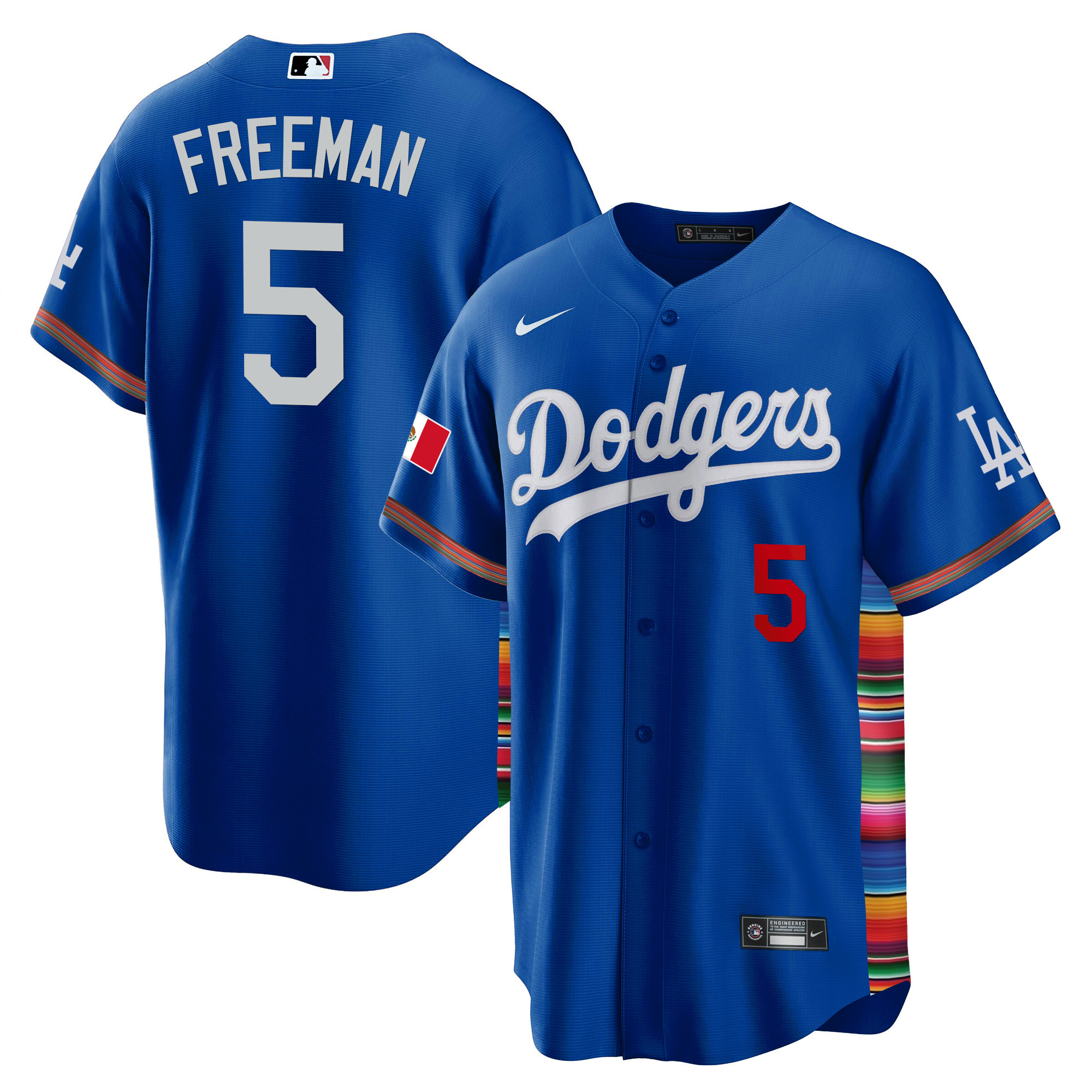 Freddie Freeman Men's Los Angeles Dodgers Mexico Cool Base Limited V2 Royal Jersey - All Stitched